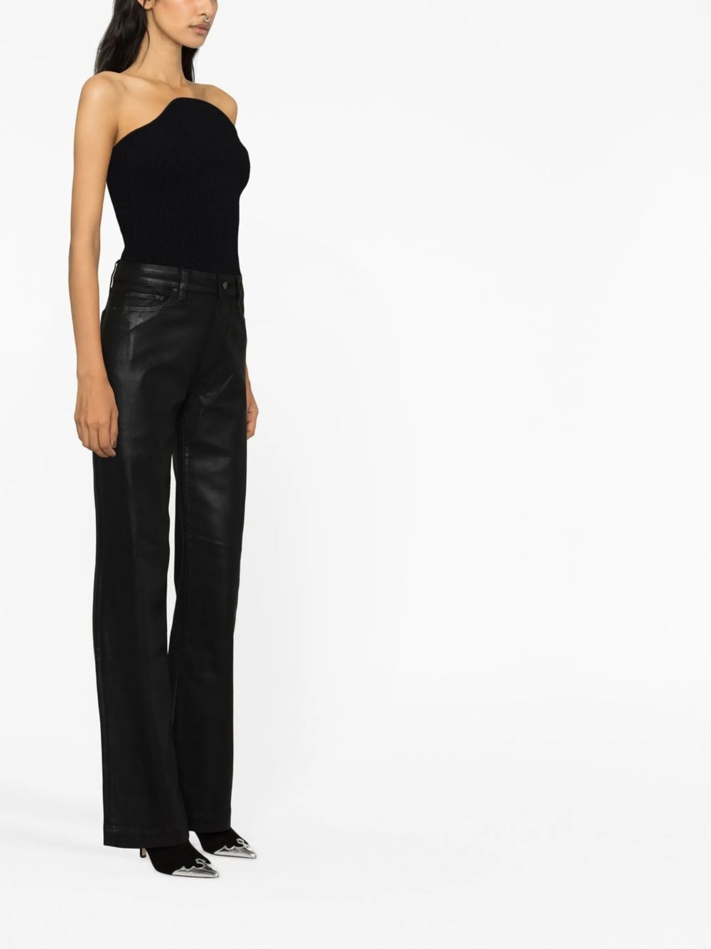 Leenah coated wide-leg jeans