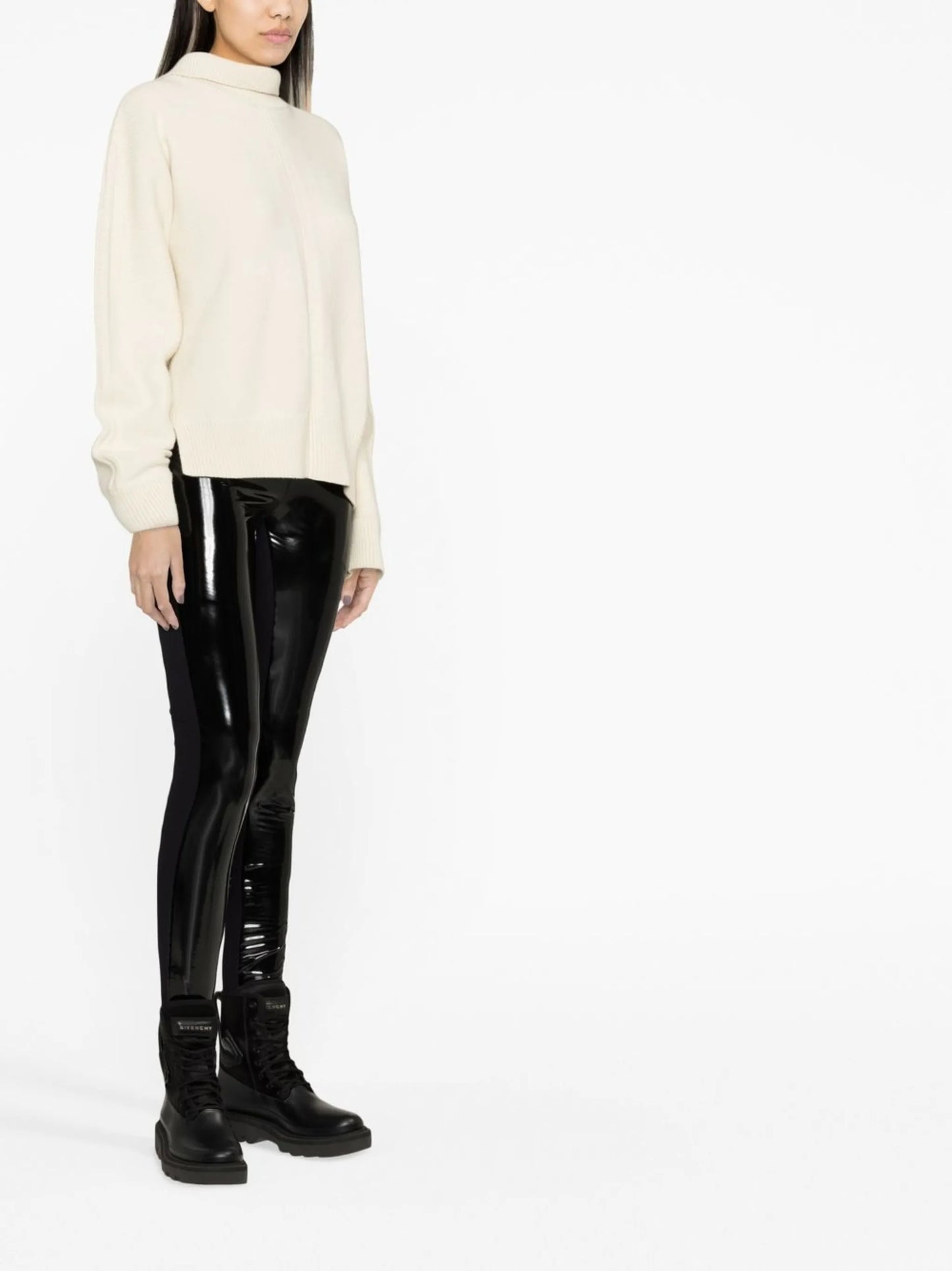 high-waist faux-leather leggings