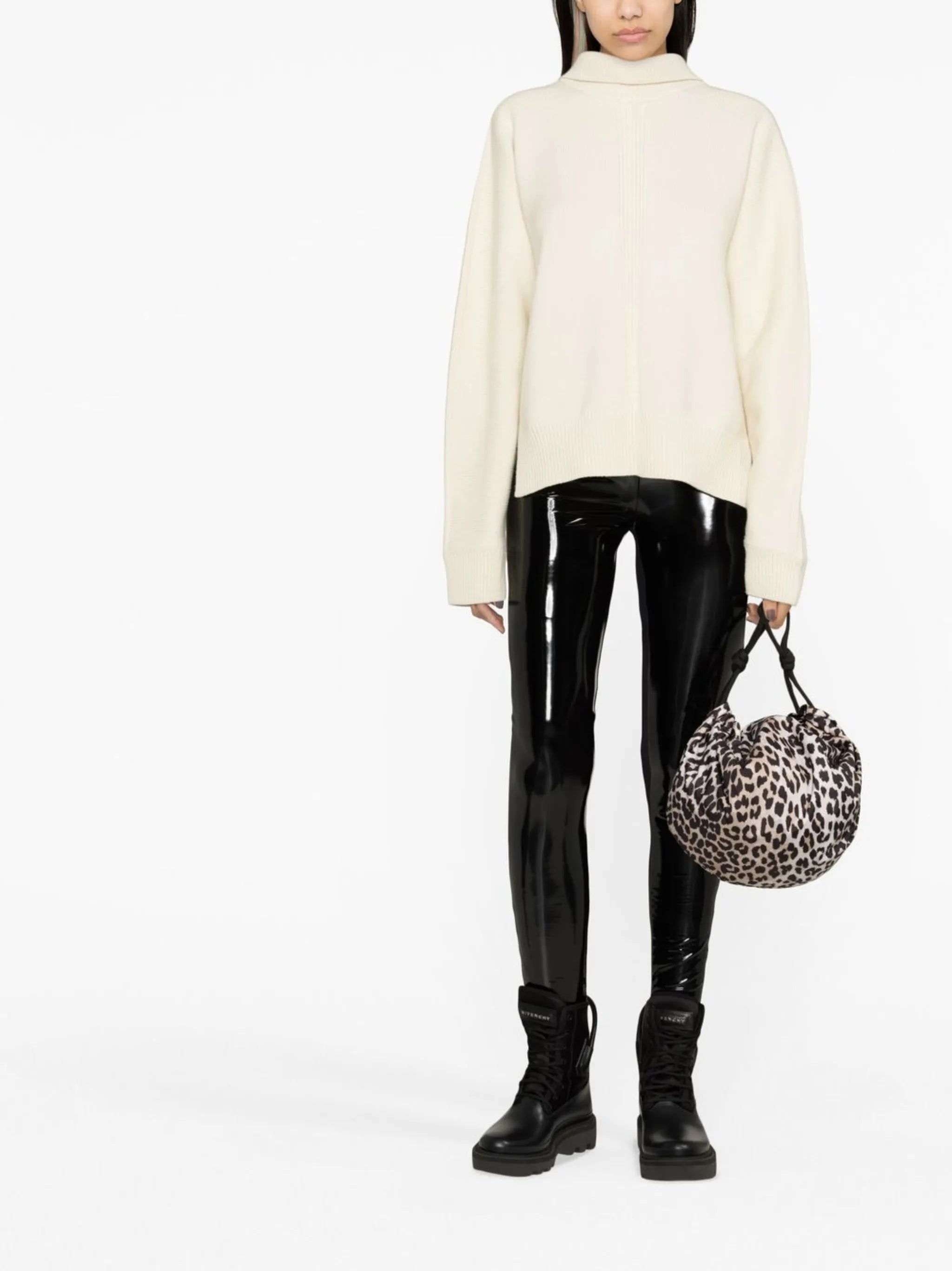high-waist faux-leather leggings
