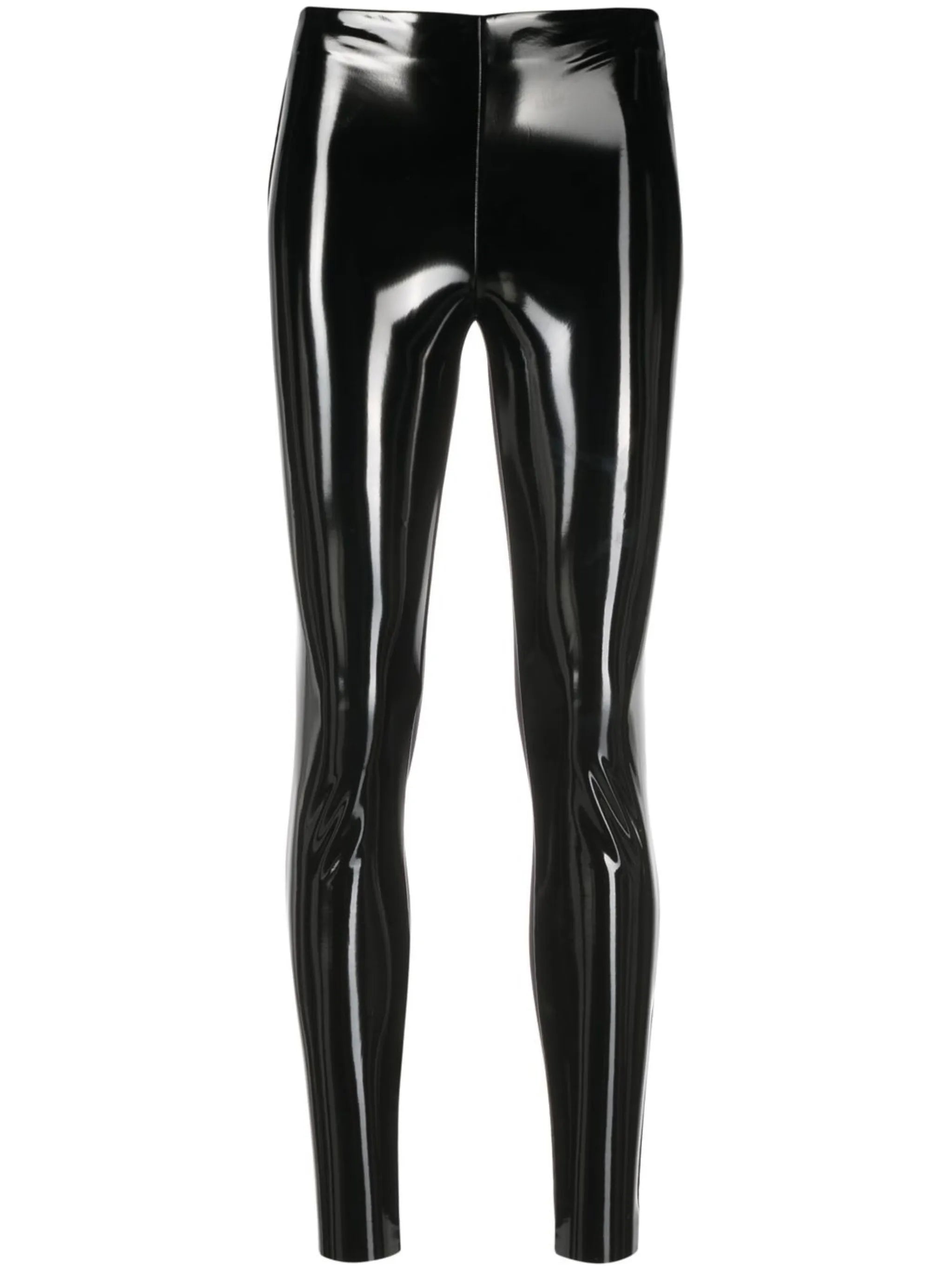 high-waist faux-leather leggings