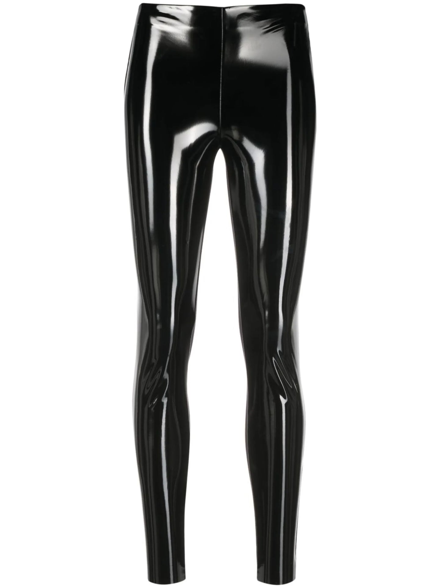high-waist faux-leather leggings