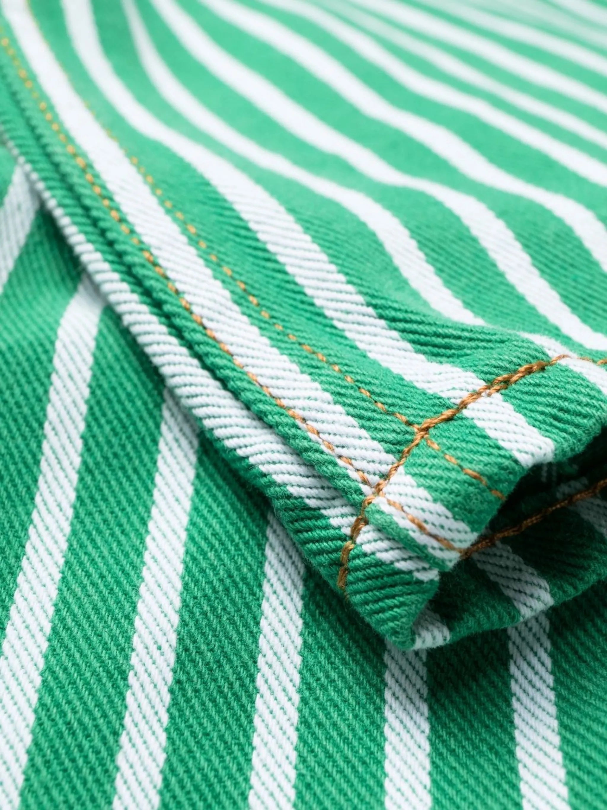 striped-print barrel-leg trousers
