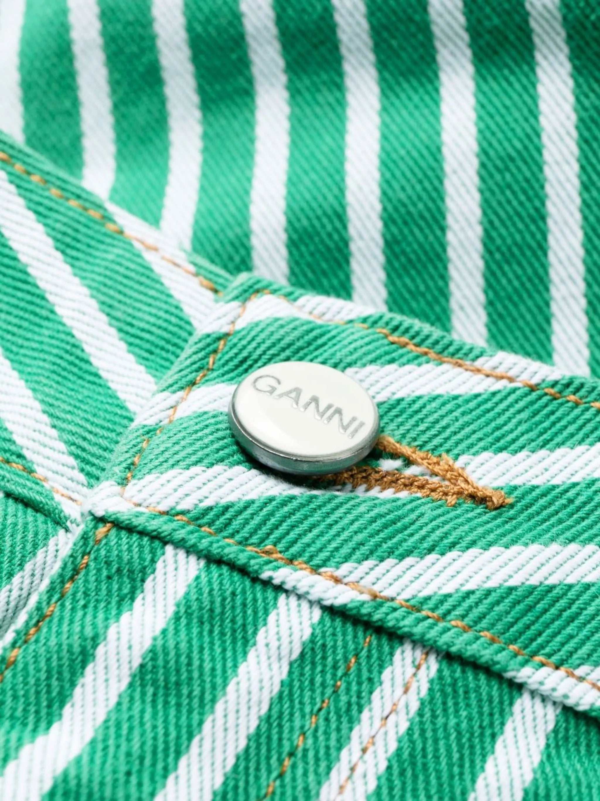 striped-print barrel-leg trousers