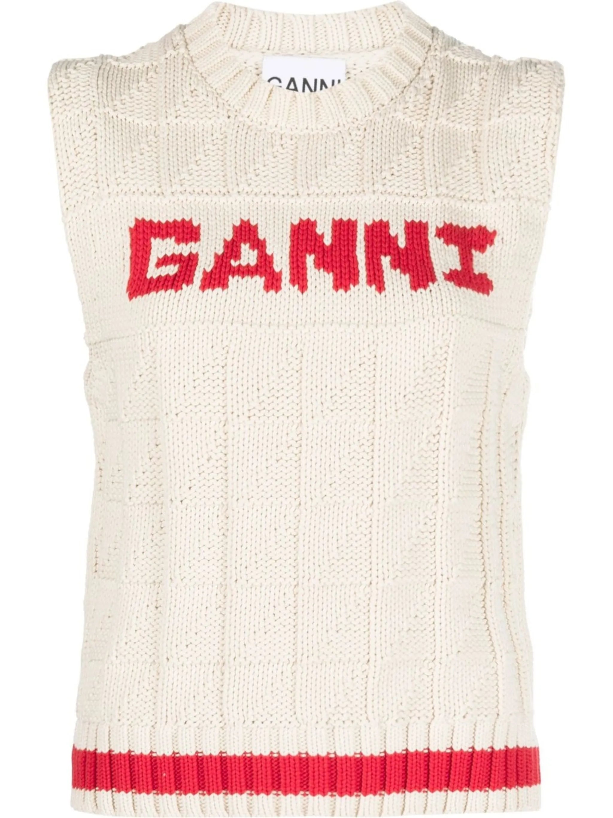 Rope logo-intarsia vest