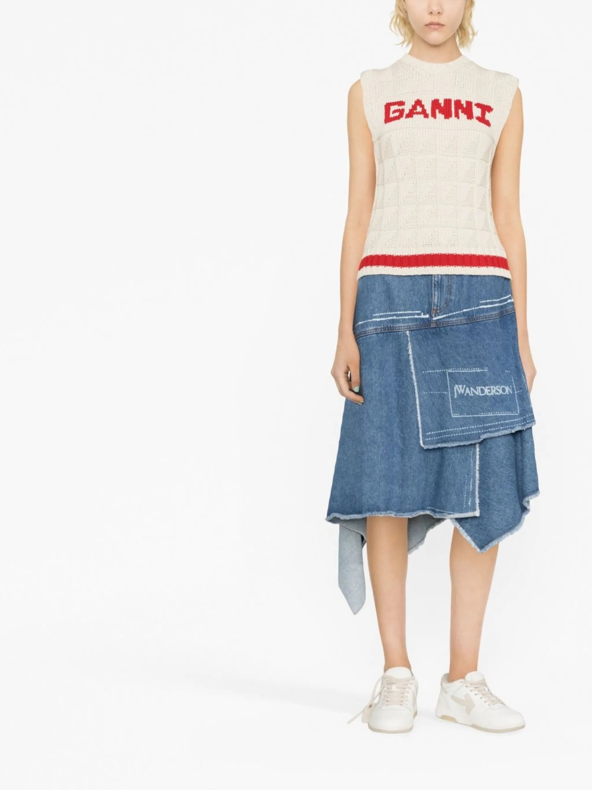 Rope logo-intarsia vest