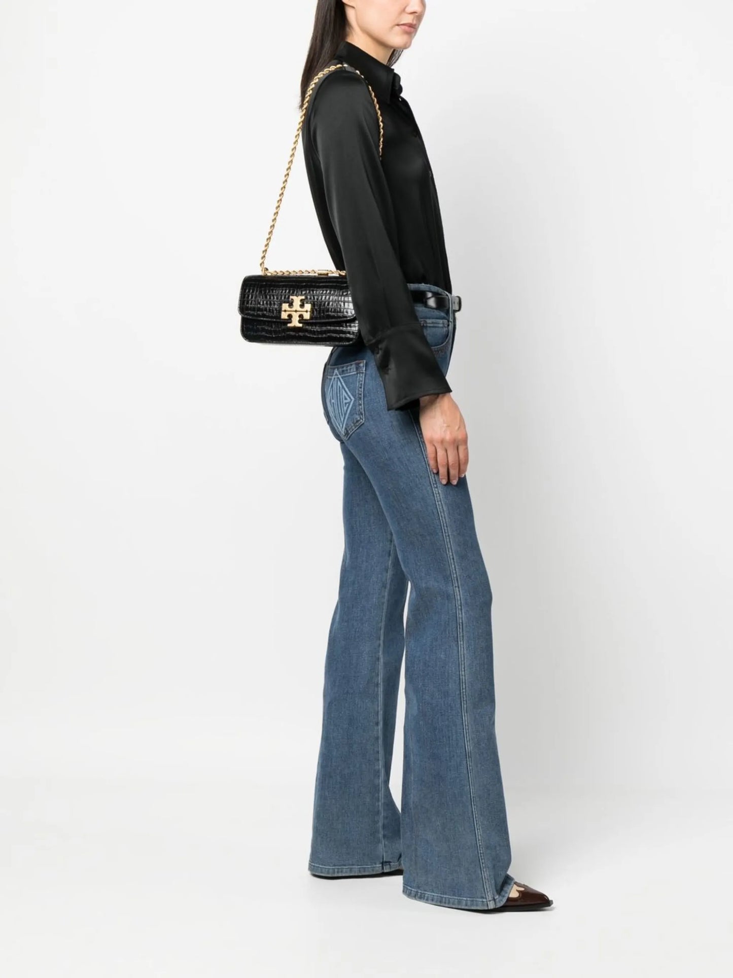 crocodile-embossed crossbody bag