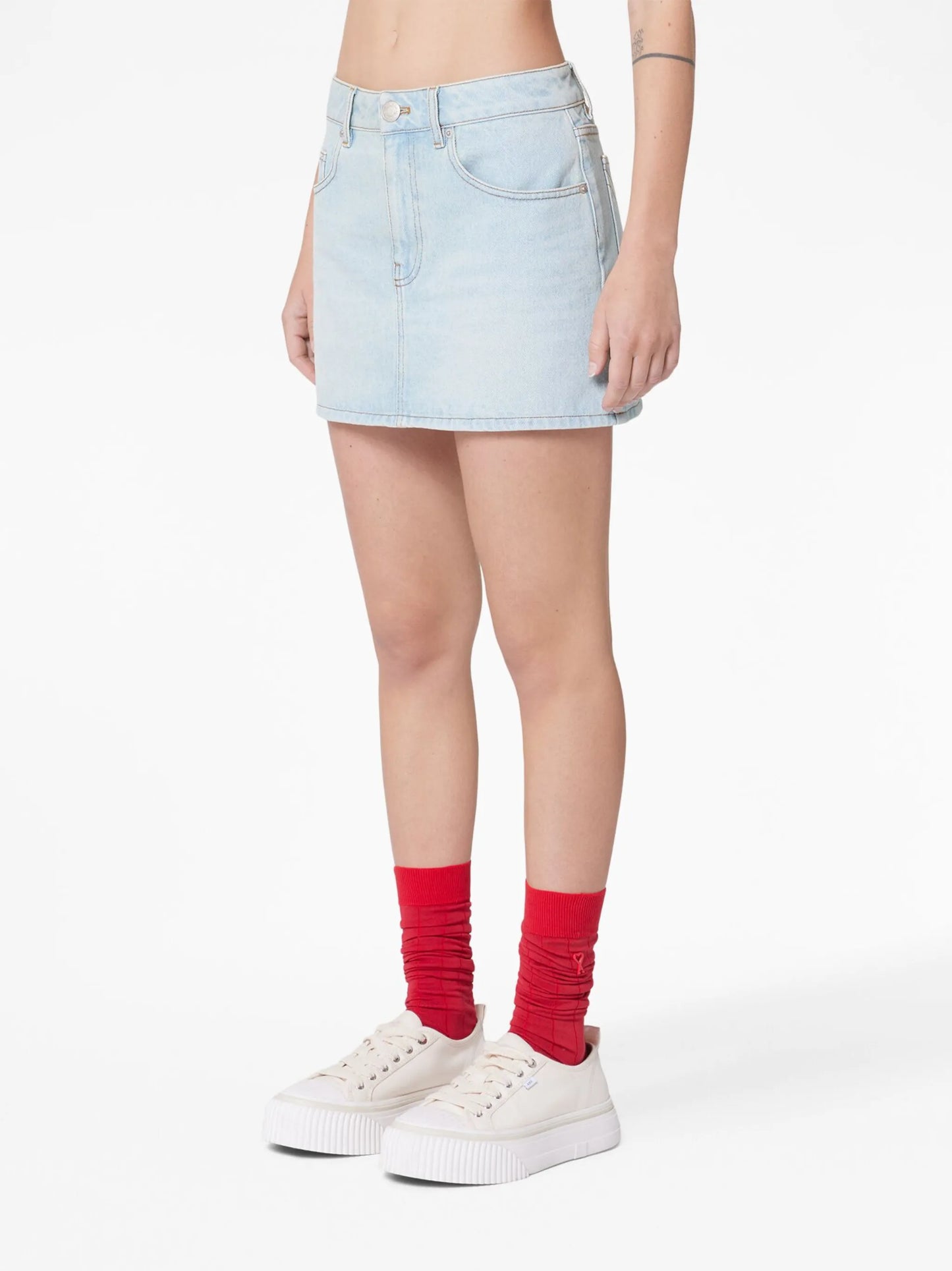 denim mini skirt