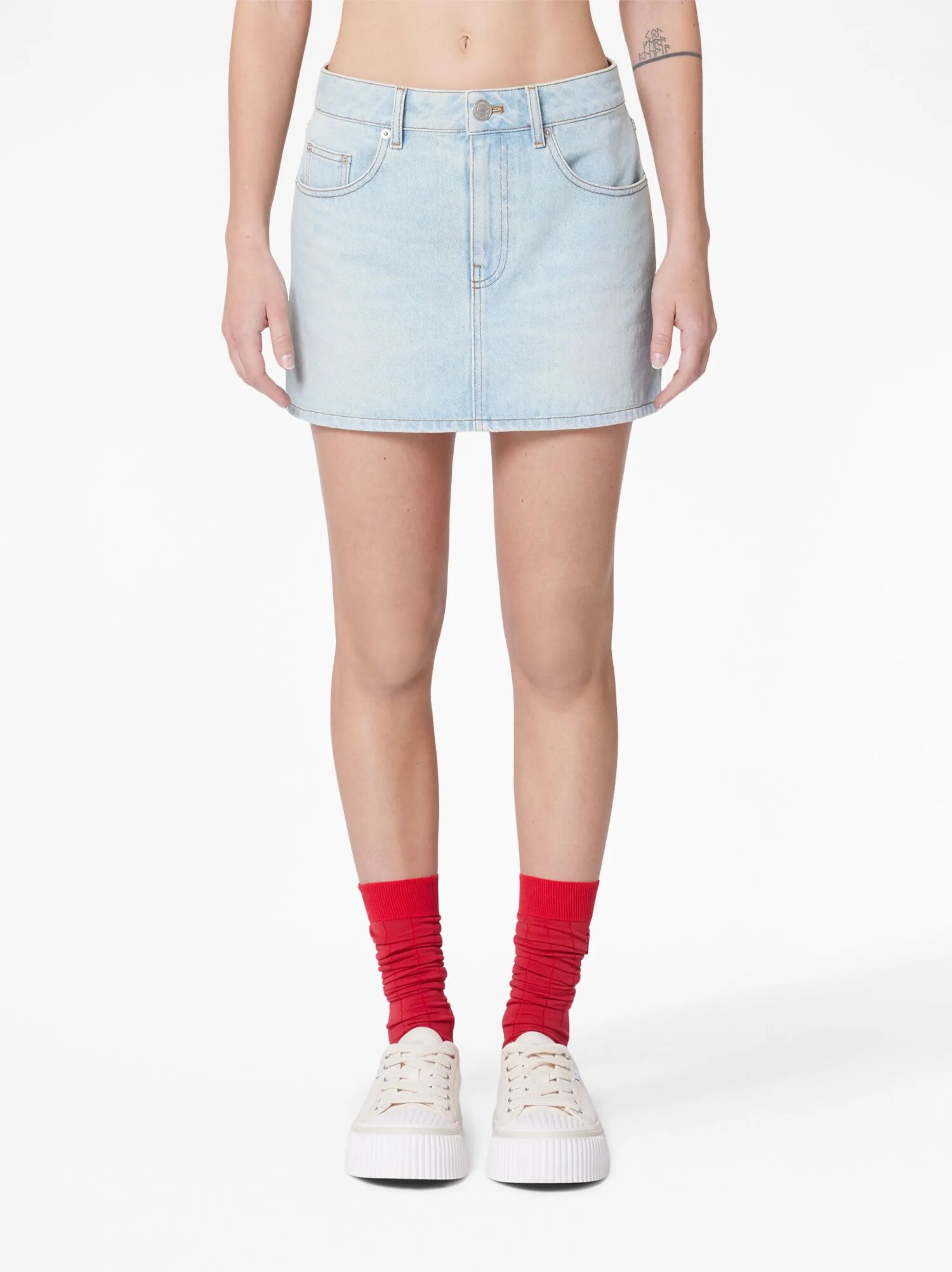denim mini skirt