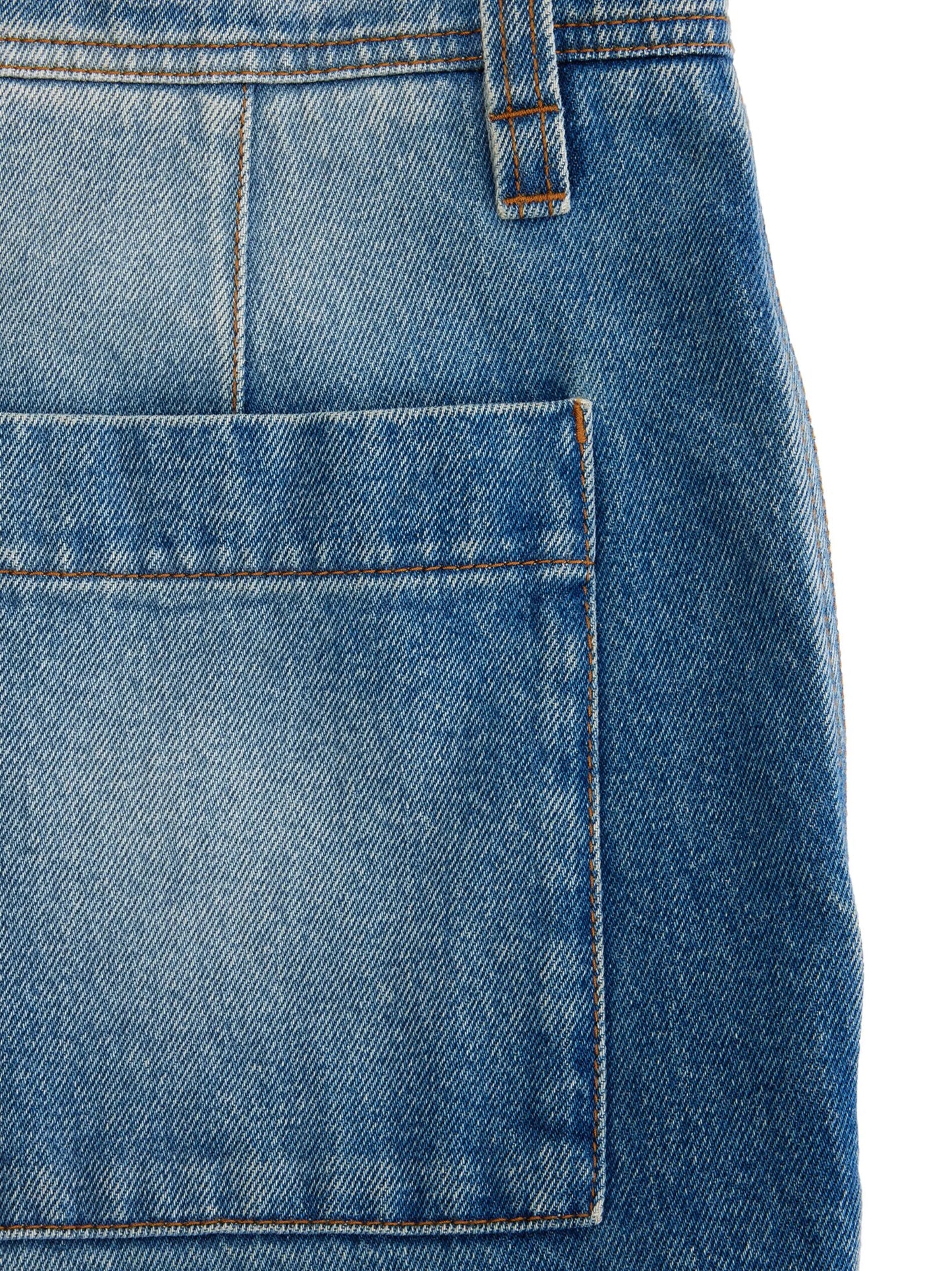 mid-wash denim cargo pants