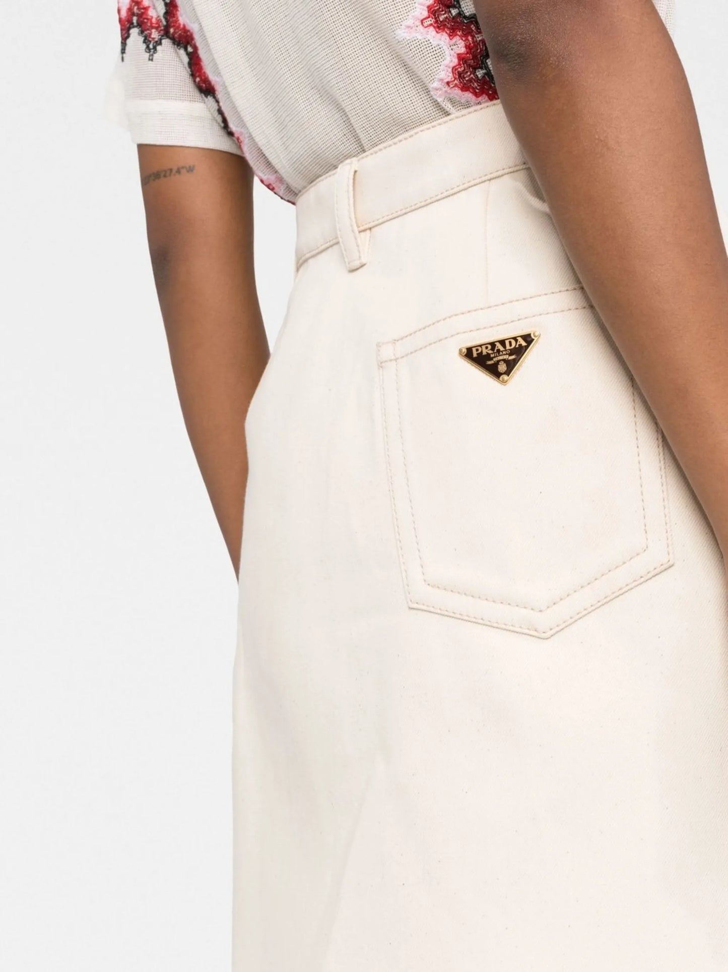 high-waist straight skirt