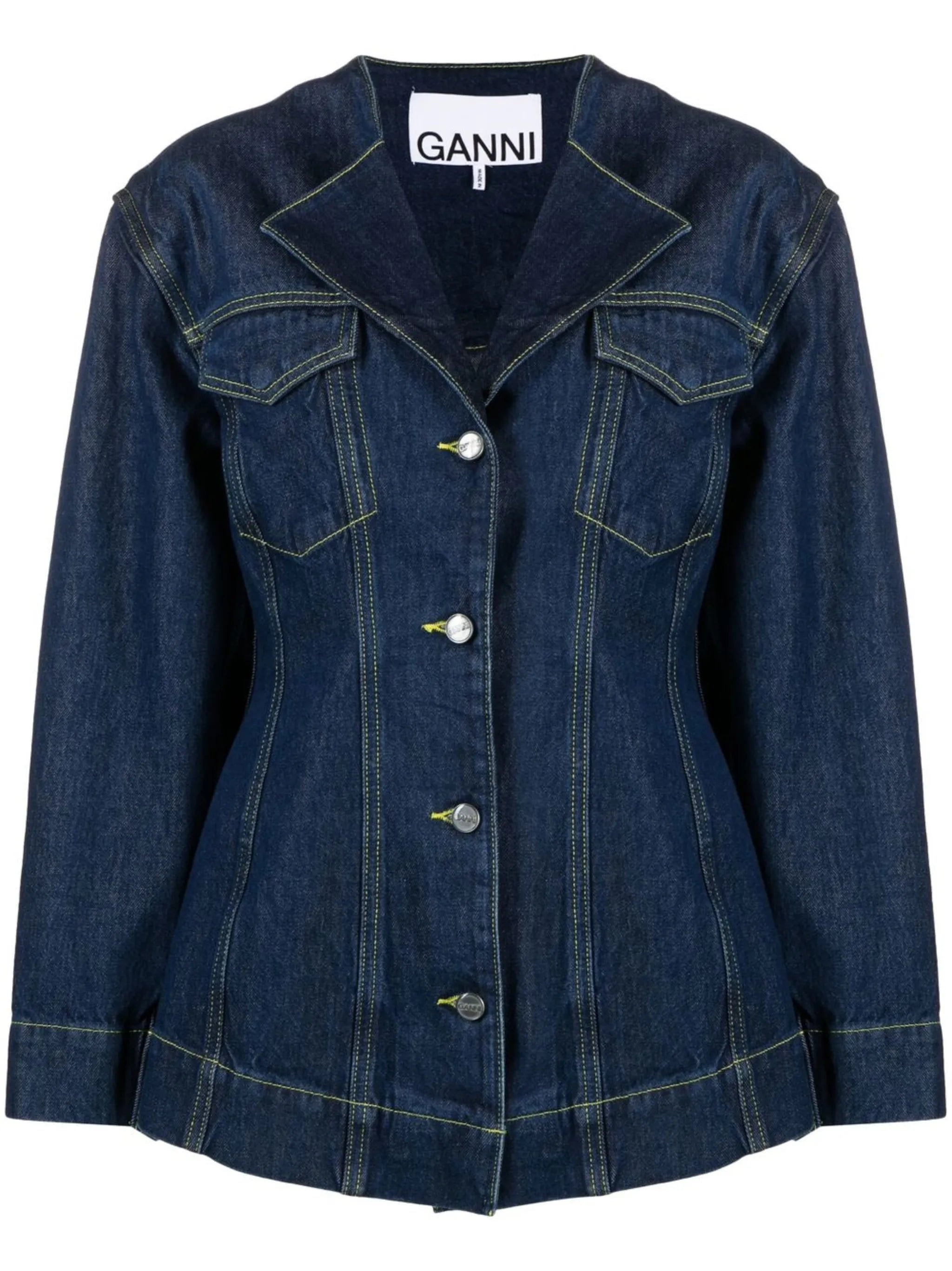 spread-collar denim jacket