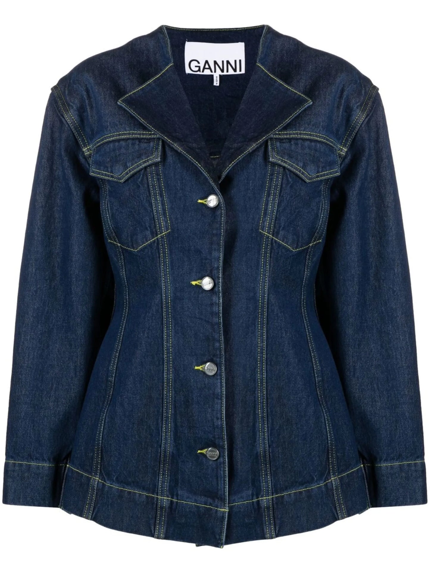 spread-collar denim jacket