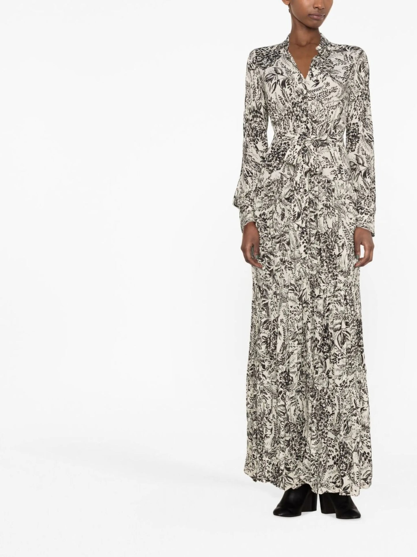 long-sleeve graphic-print dress