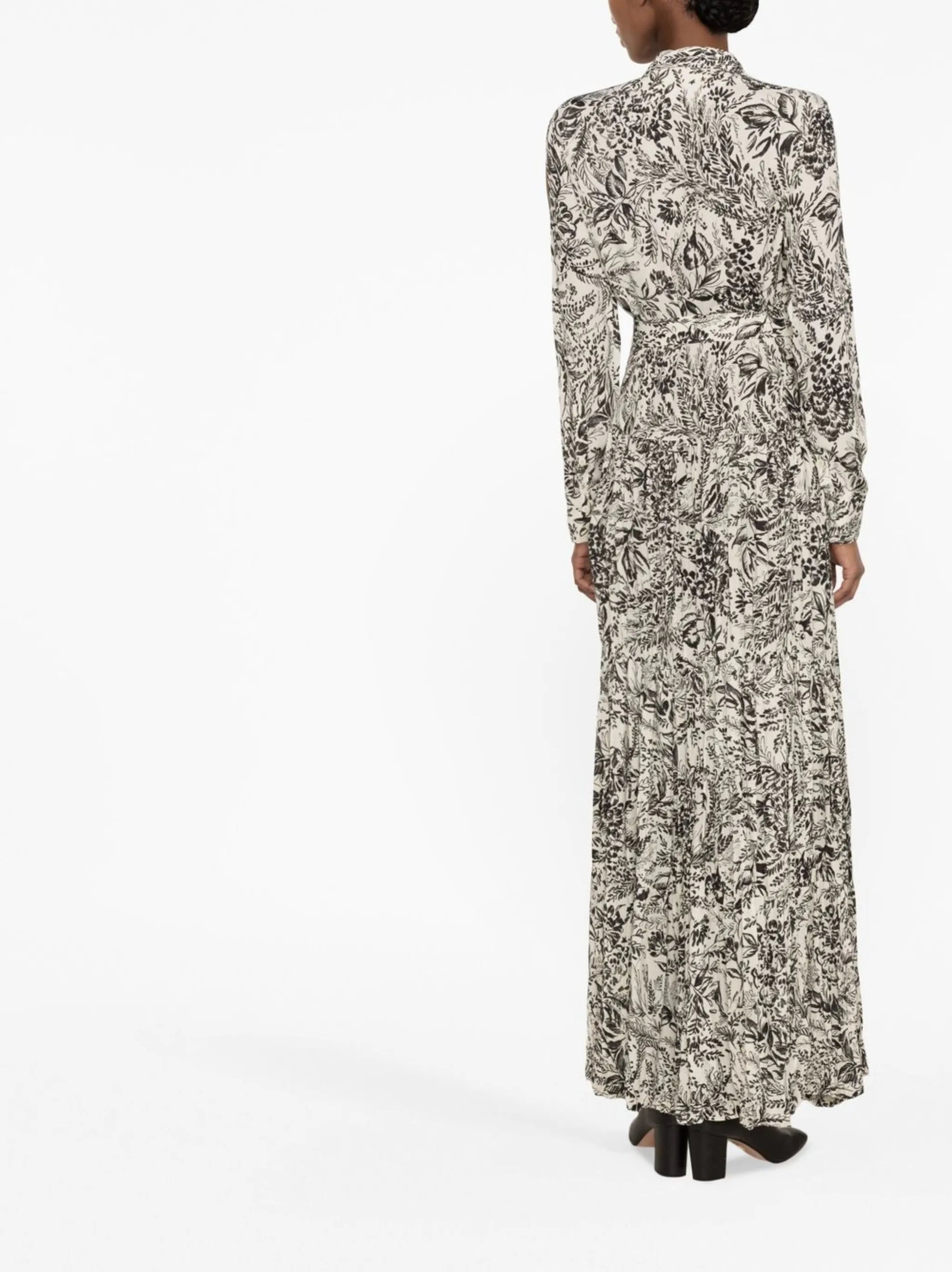 long-sleeve graphic-print dress