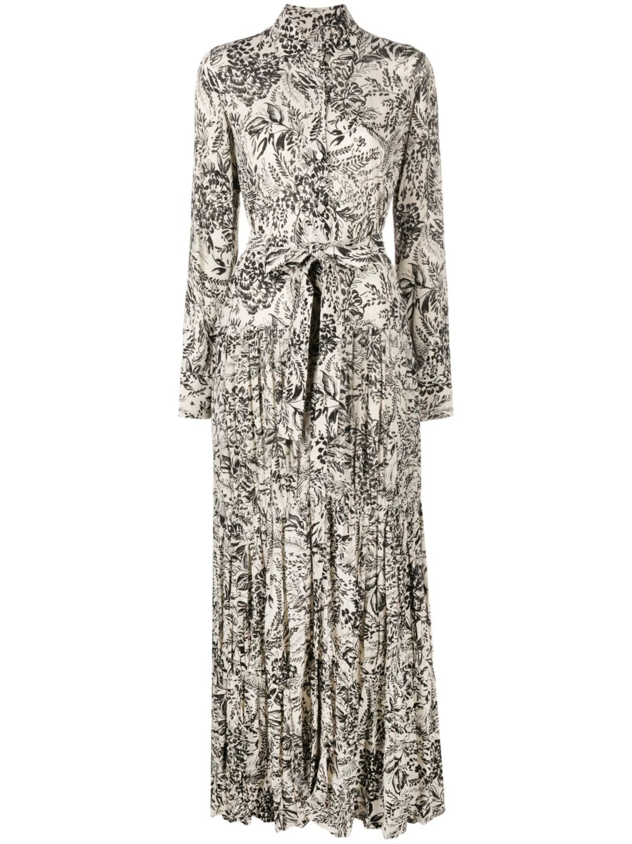 long-sleeve graphic-print dress