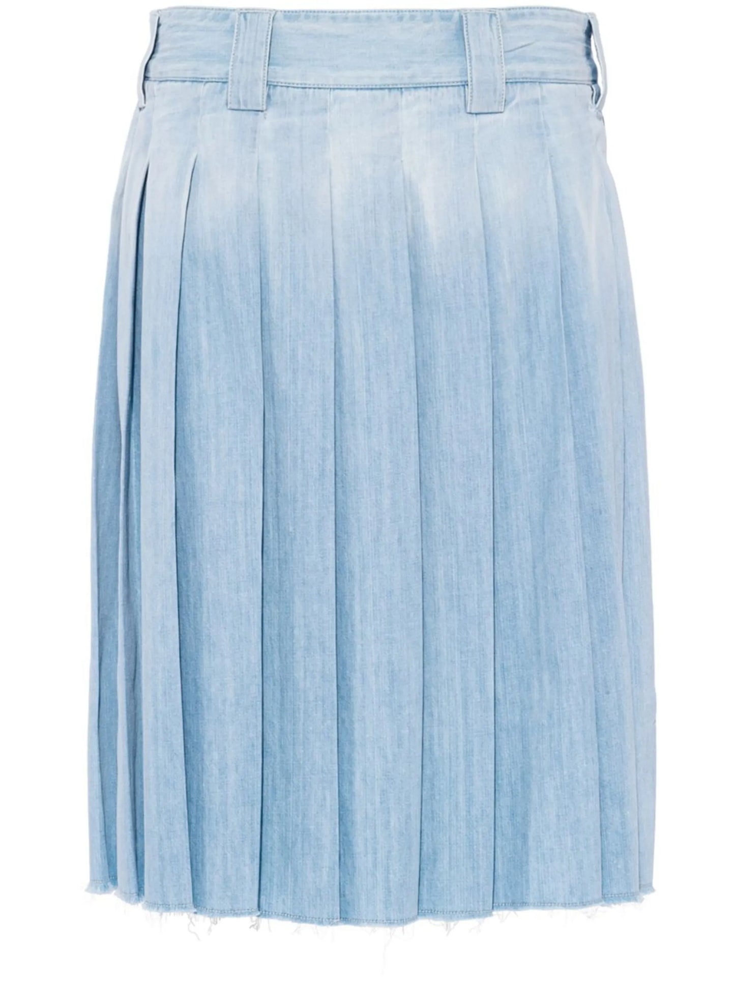 pleated chambray midi skirt