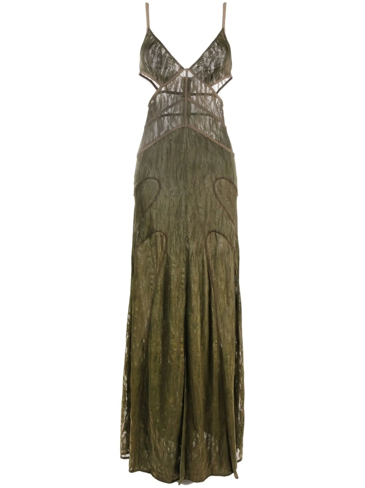 patterned-jacquard sleeveless gown