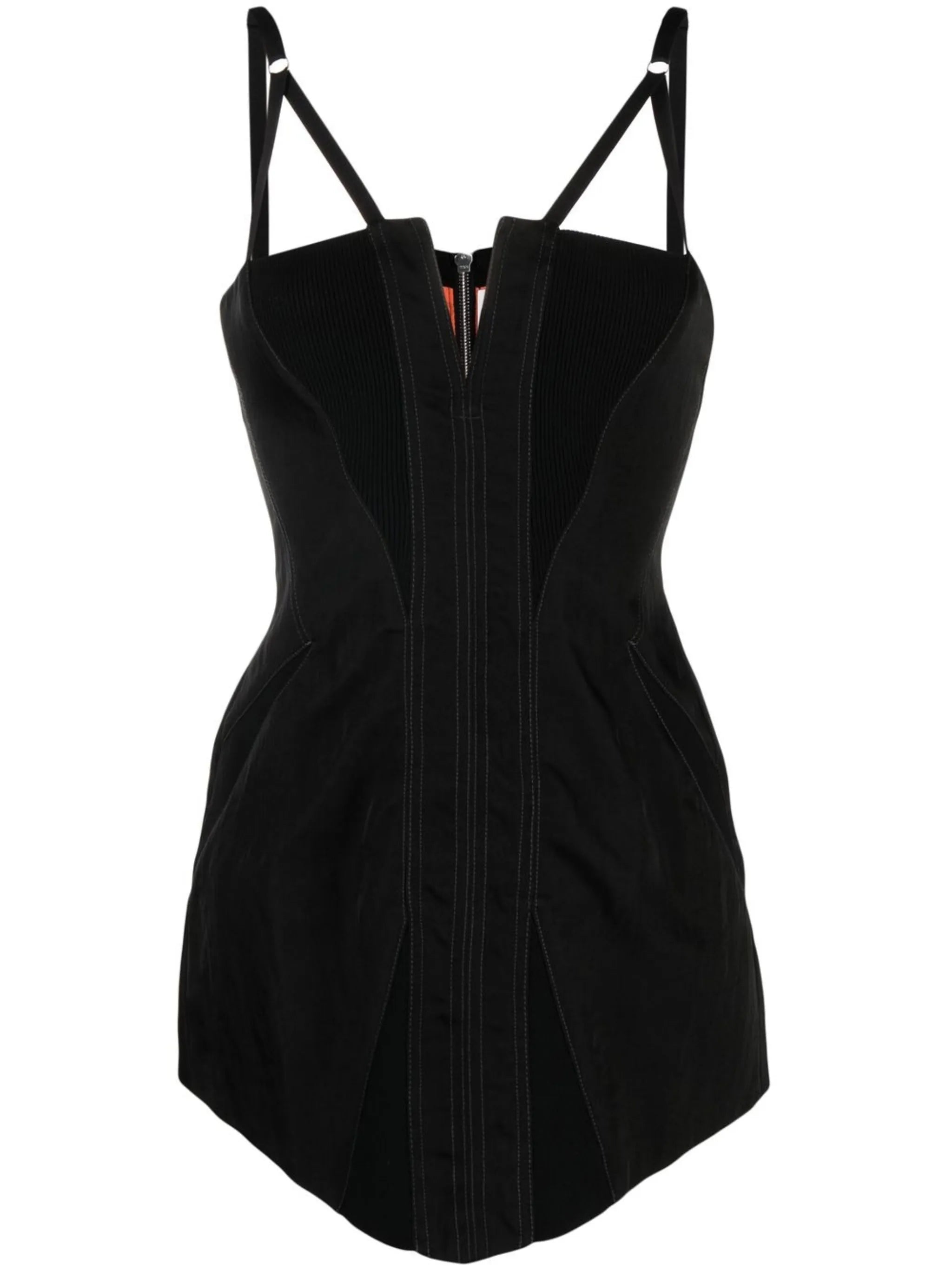 asymmetric sweetheart-neck mini dress