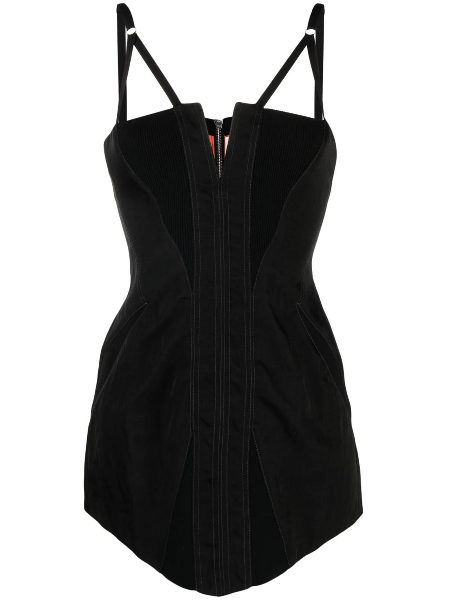 asymmetric sweetheart-neck mini dress