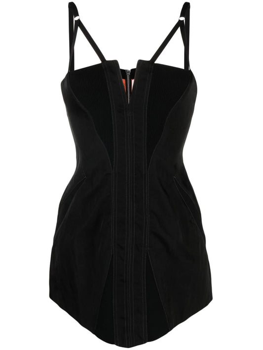 asymmetric sweetheart-neck mini dress