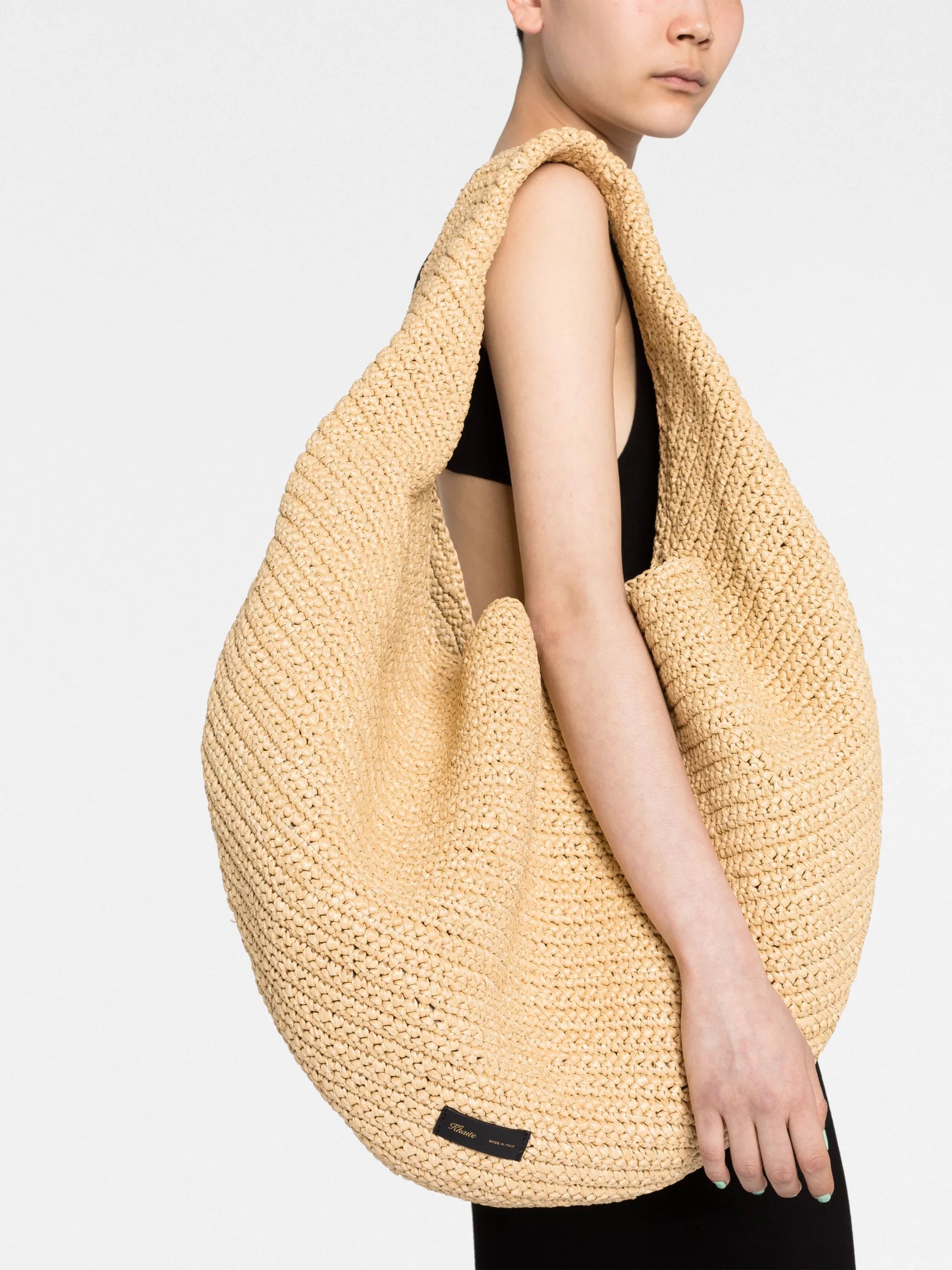 large Olivia raffia tote bag