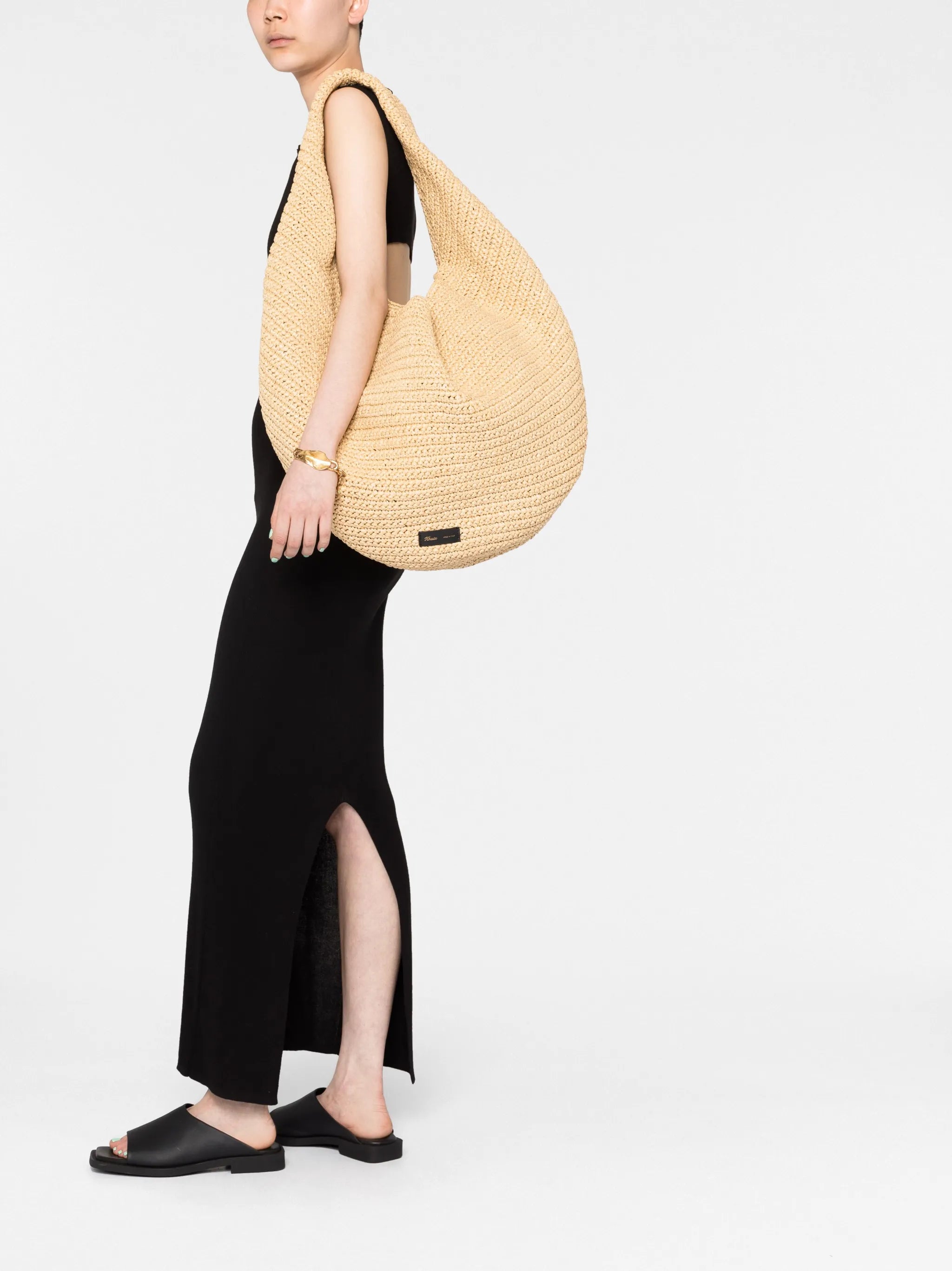 large Olivia raffia tote bag