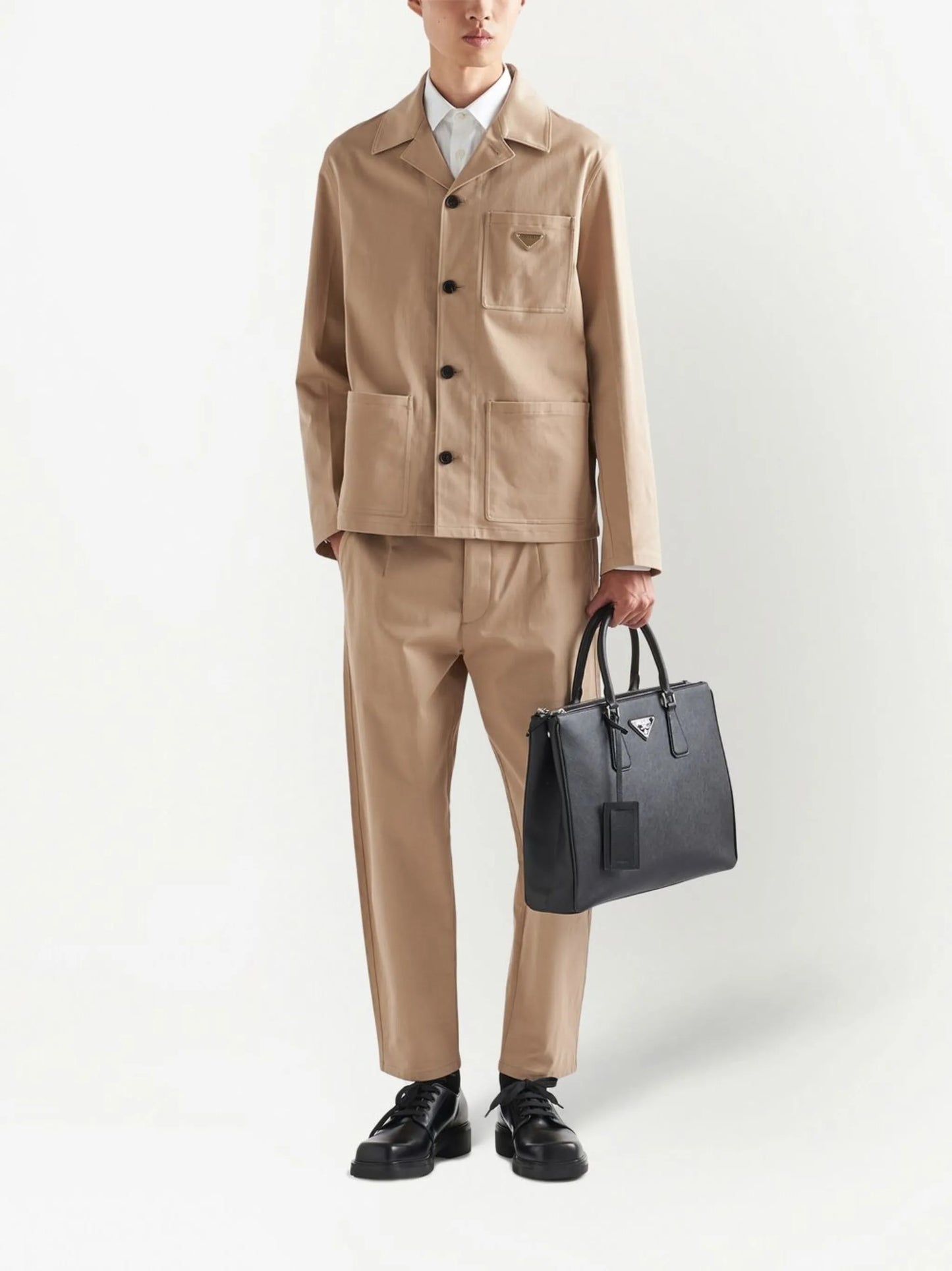 logo-plaque gabardine jacket