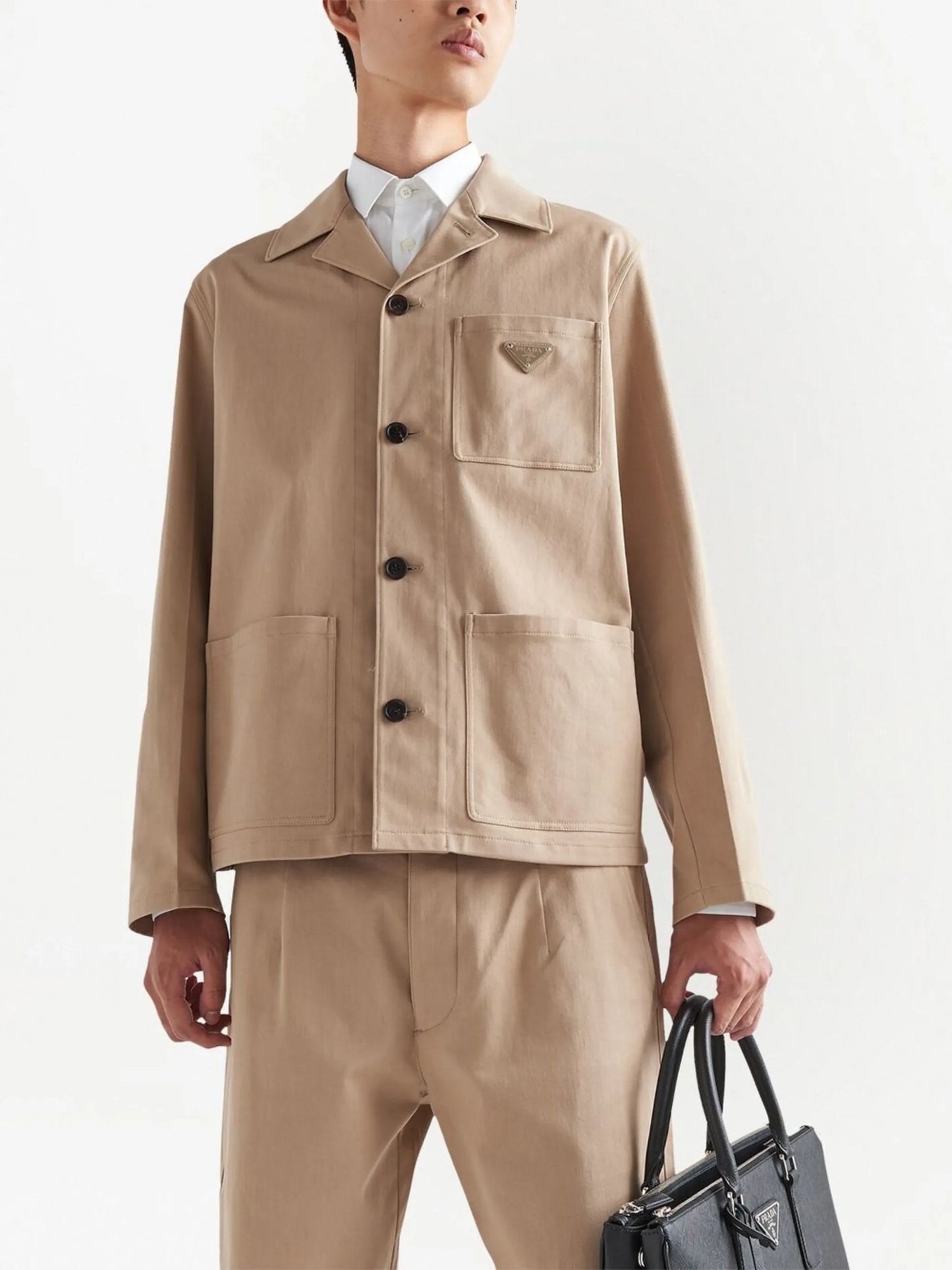 logo-plaque gabardine jacket
