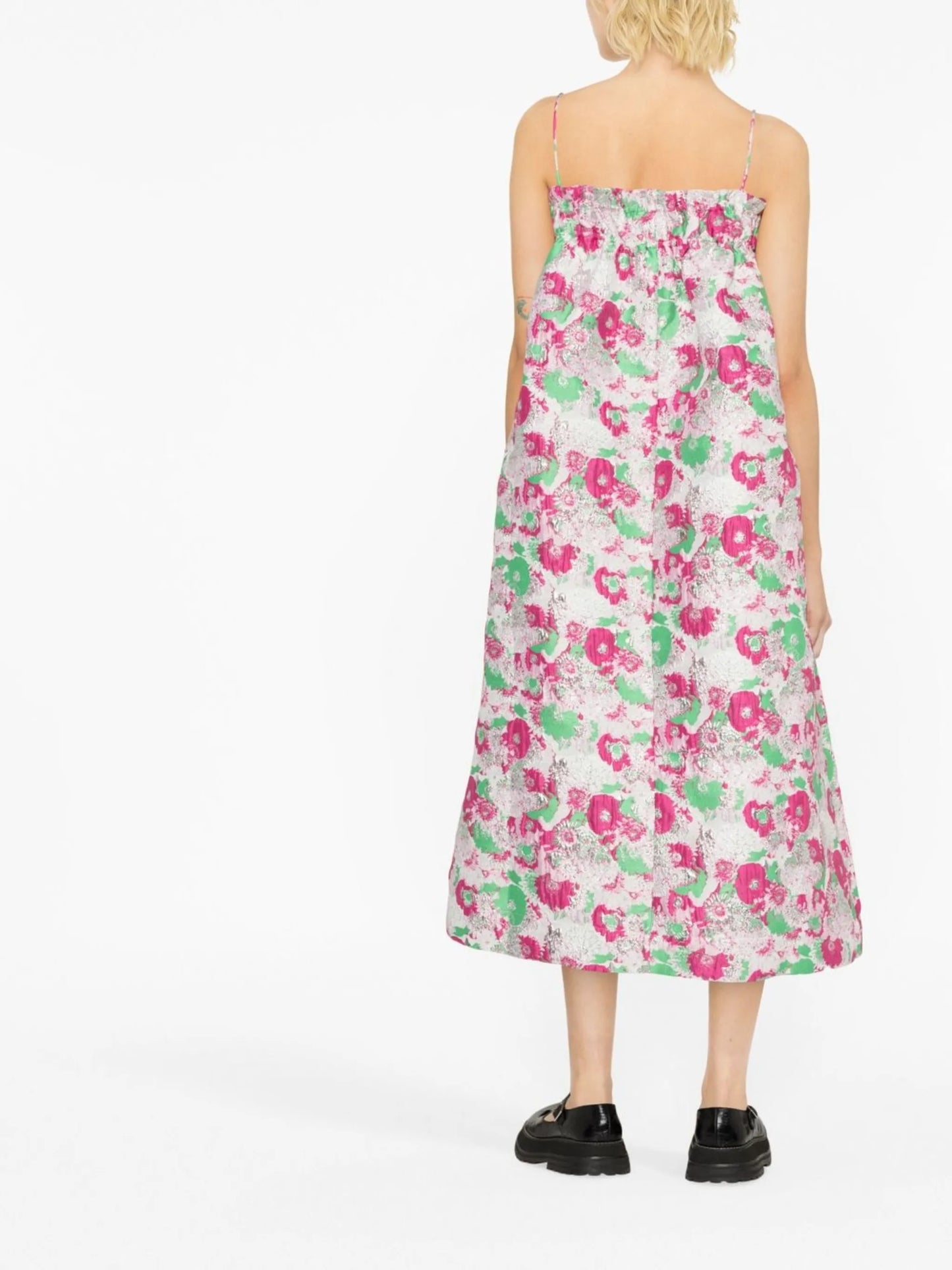 3D jacquard strap dress