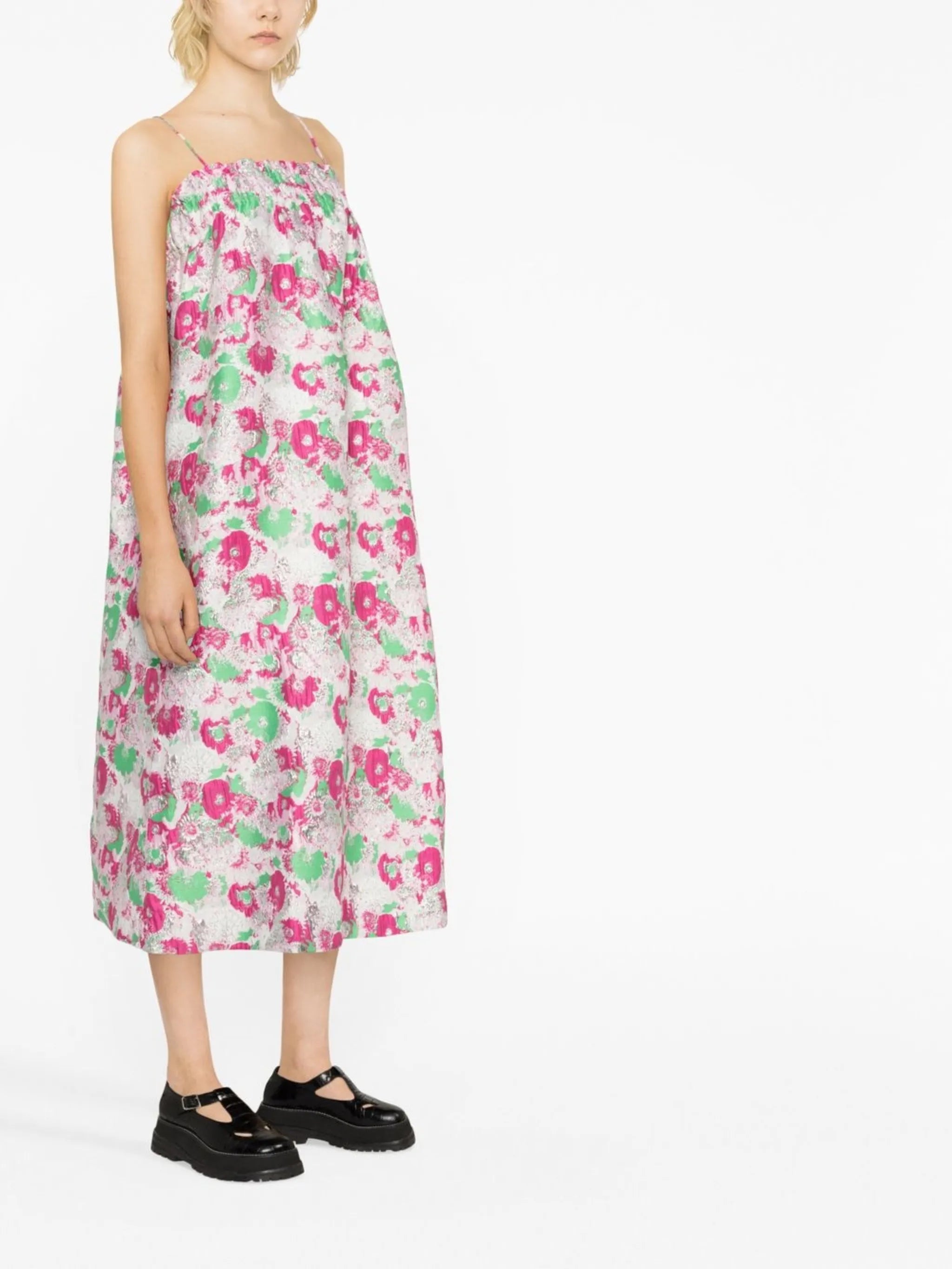 3D jacquard strap dress