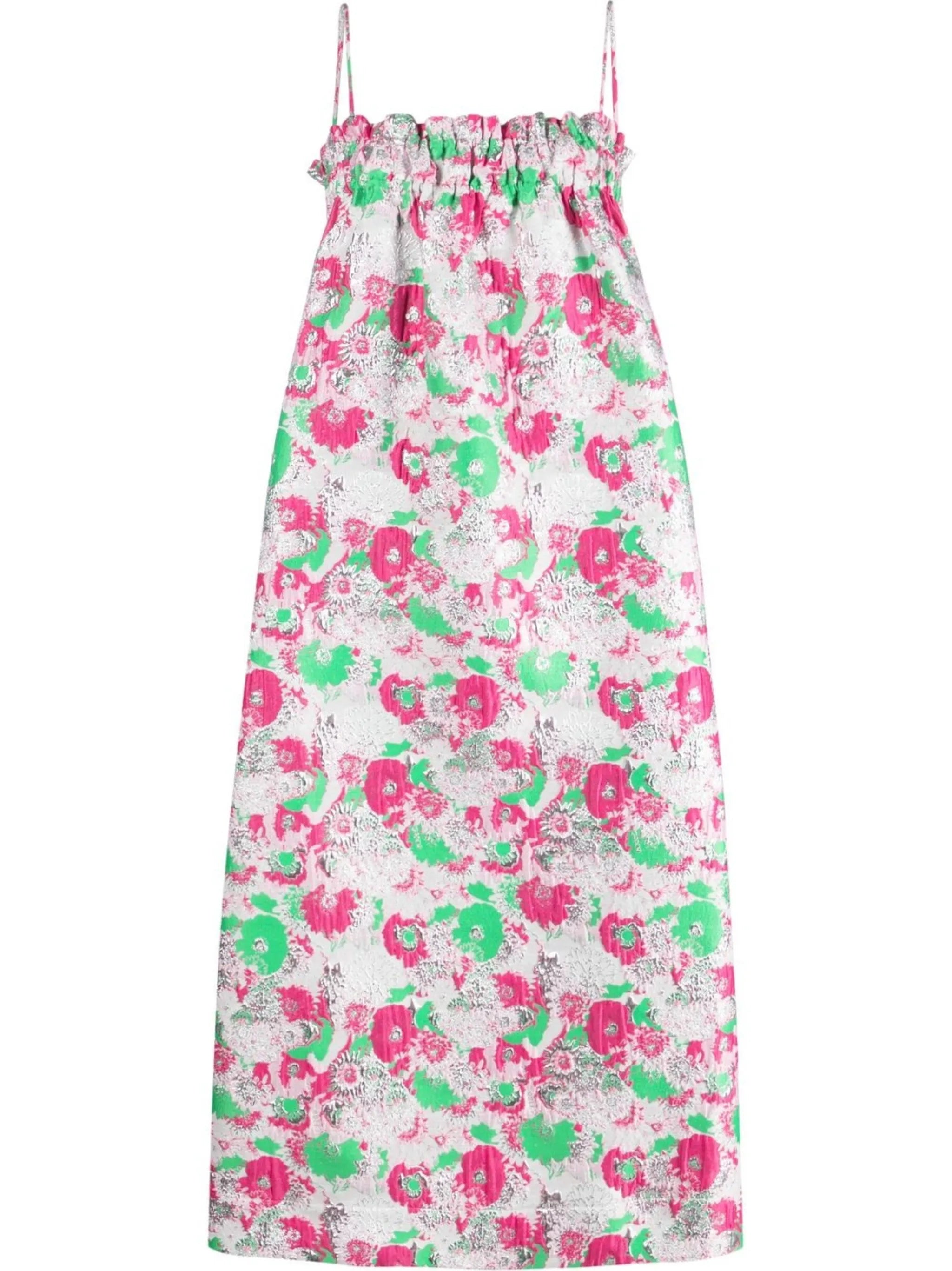 3D jacquard strap dress