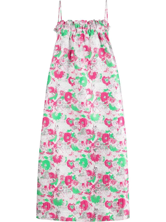 3D jacquard strap dress