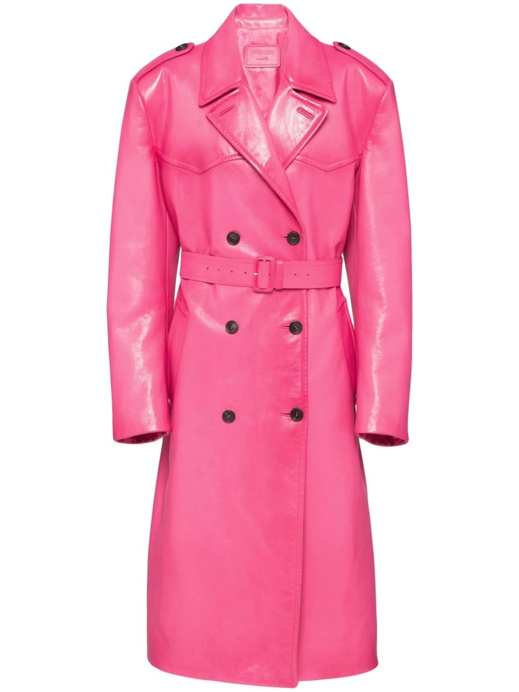 leather double-breasted trench-coat