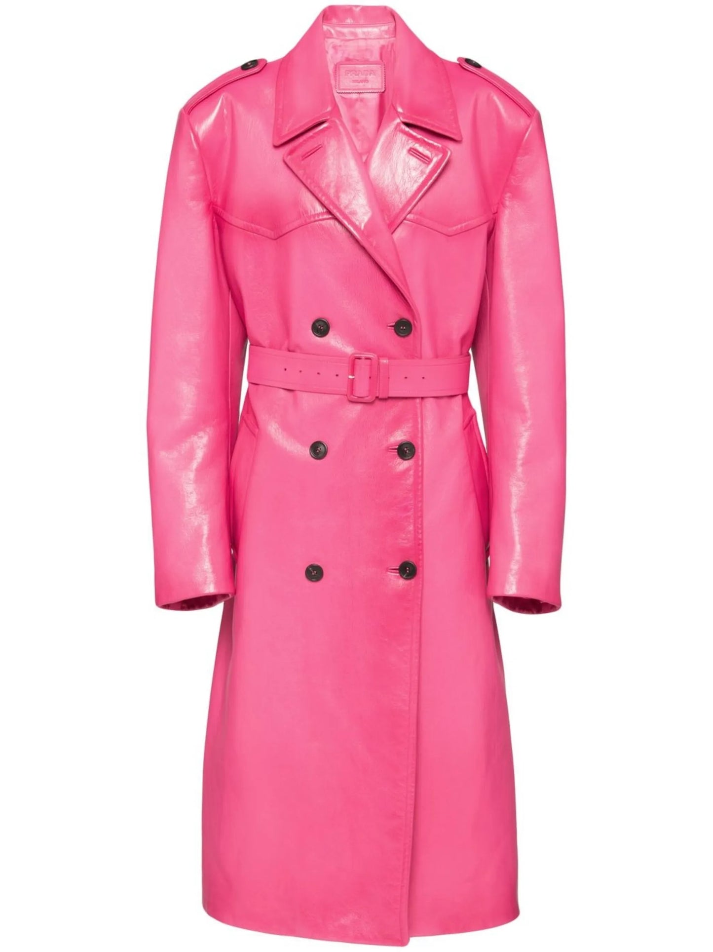 leather double-breasted trench-coat
