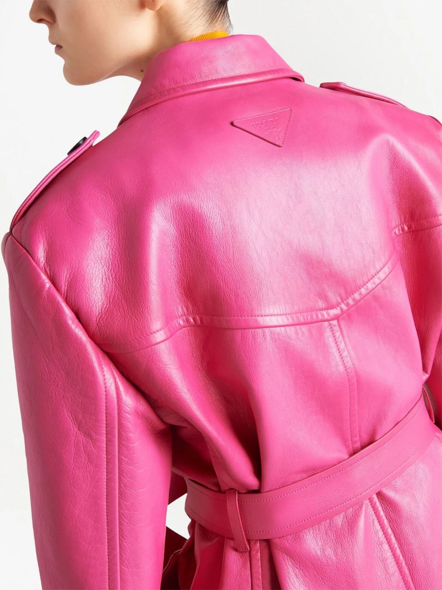 leather double-breasted trench-coat