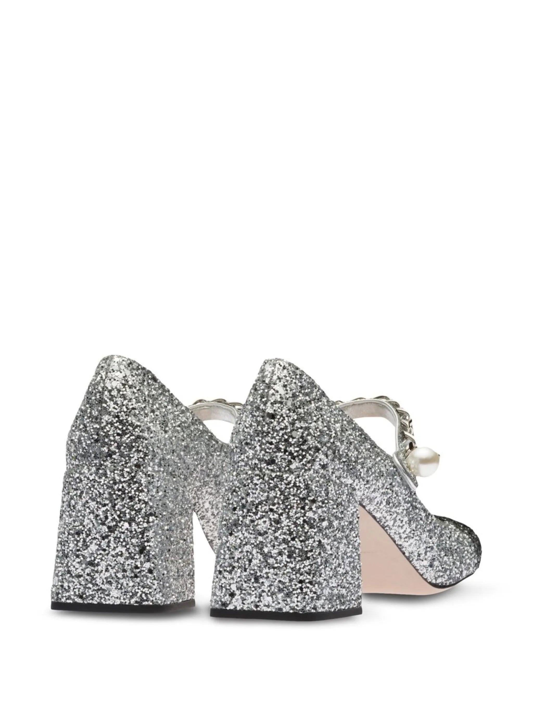 75mm  glitter contrasting-toecap pumps