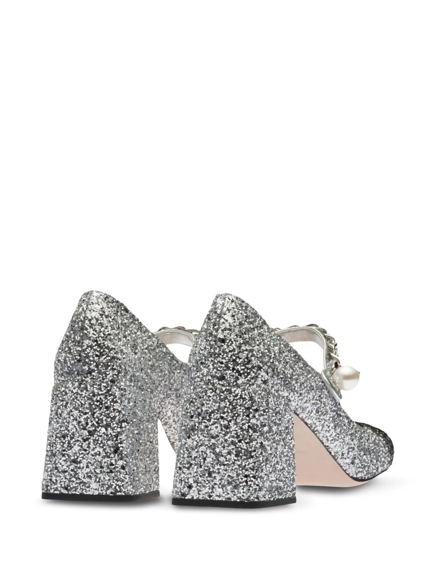 75mm  glitter contrasting-toecap pumps