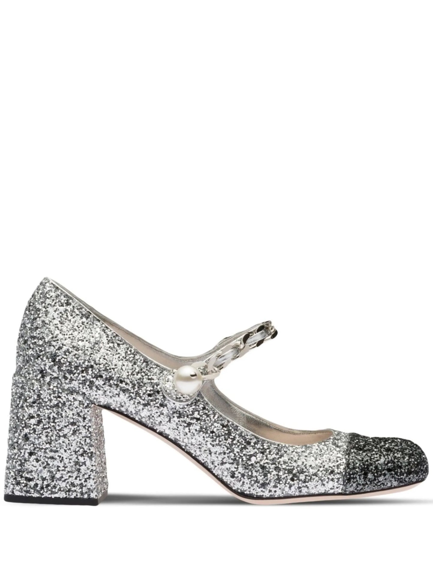 75mm  glitter contrasting-toecap pumps
