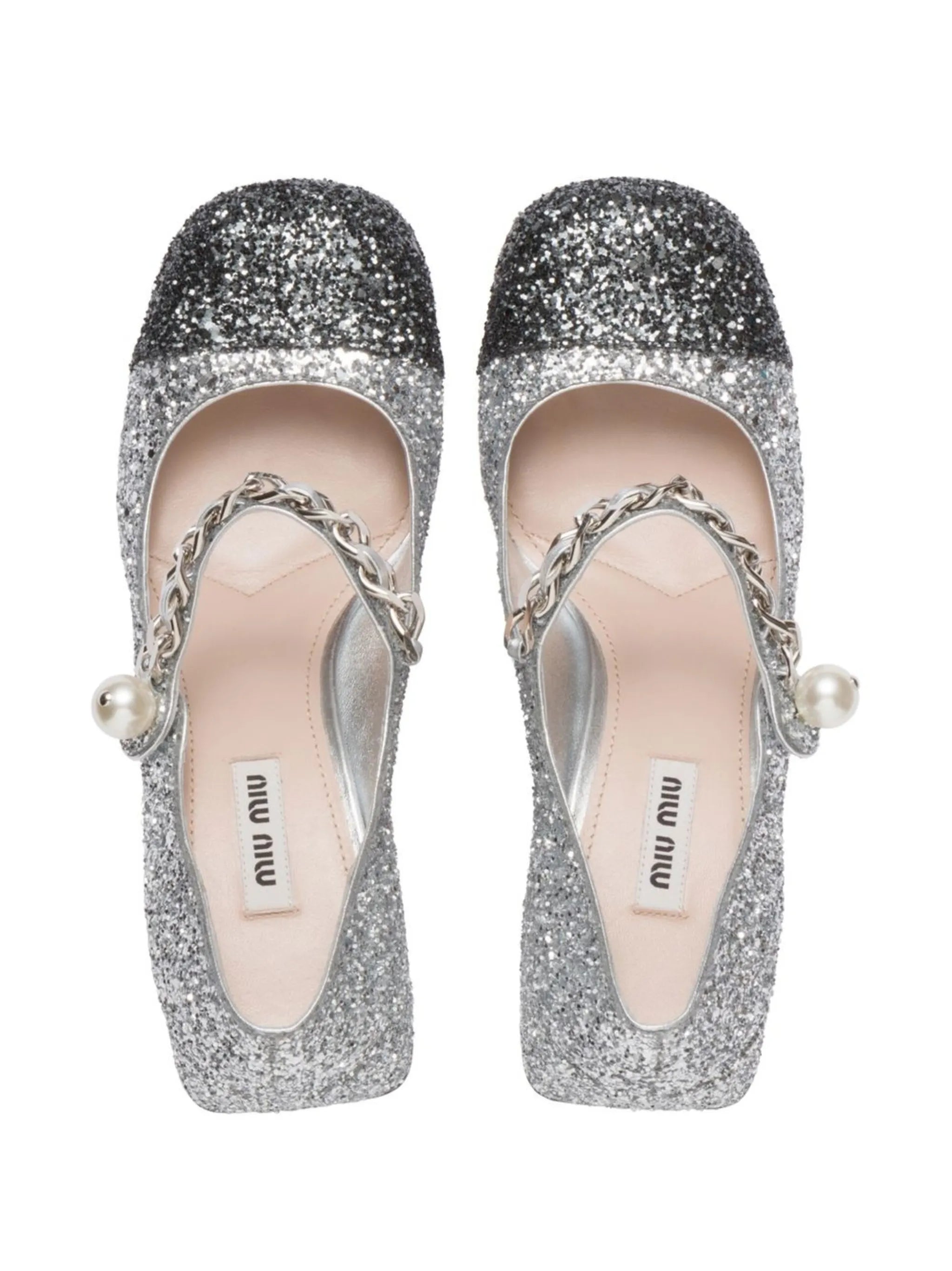 75mm  glitter contrasting-toecap pumps