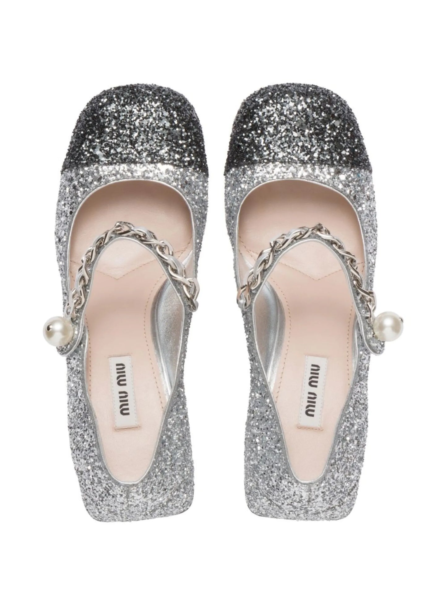 75mm  glitter contrasting-toecap pumps