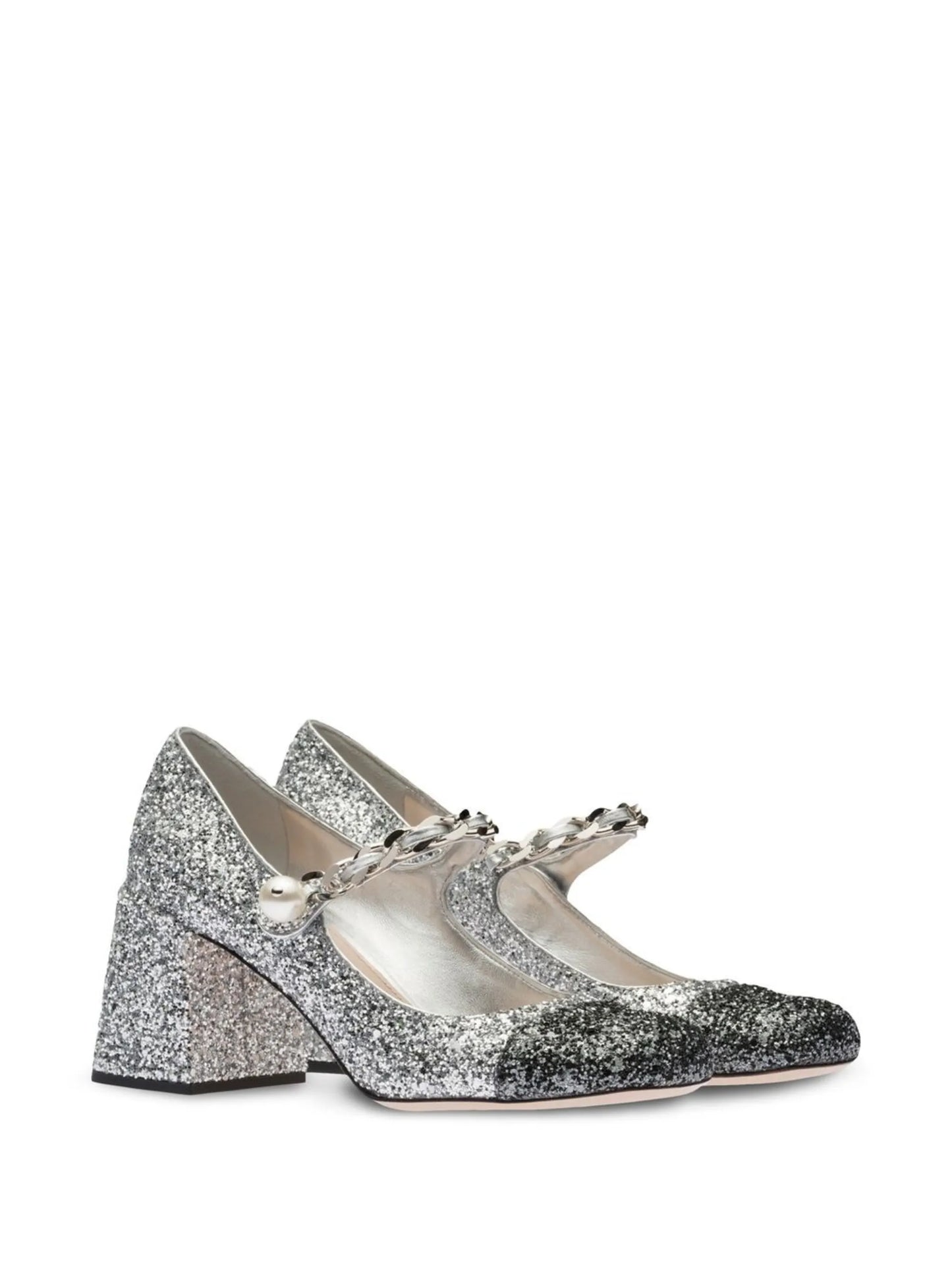 75mm  glitter contrasting-toecap pumps
