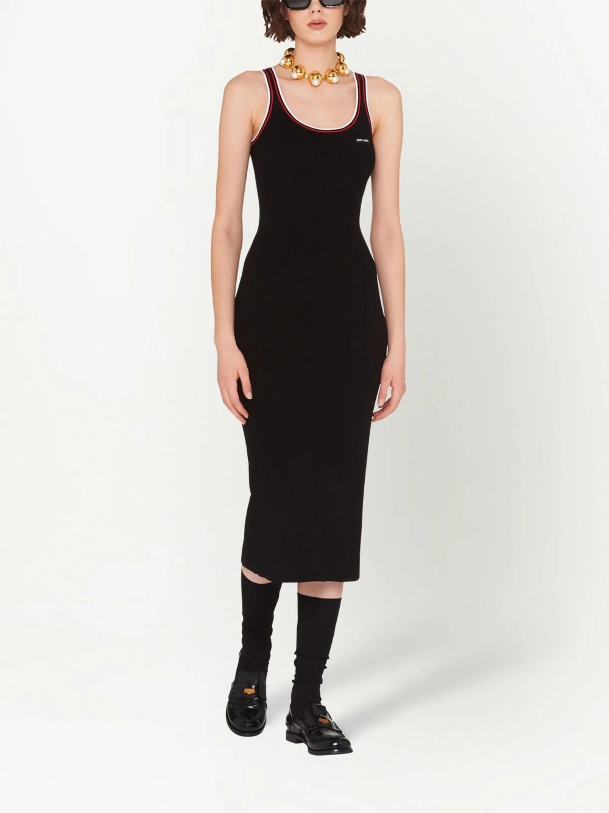 logo-patch knit dress