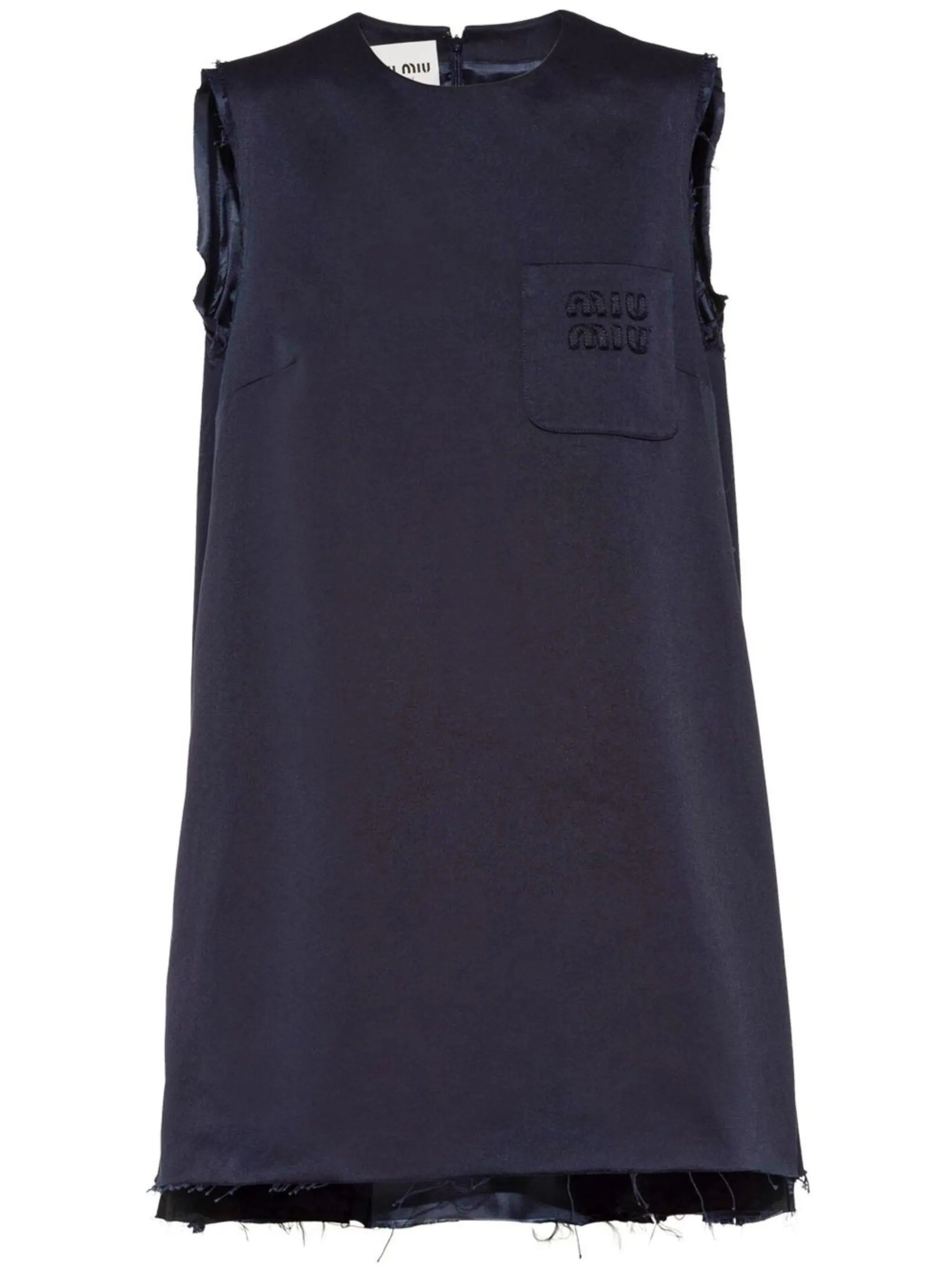 raw-cut sleeveless mini dress