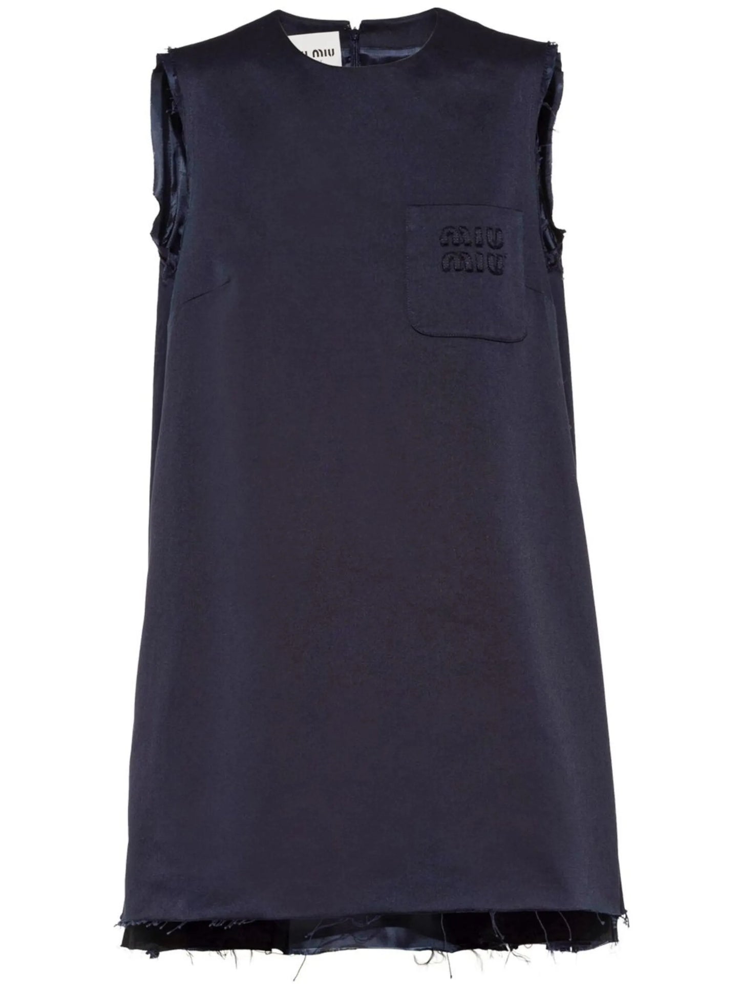 raw-cut sleeveless mini dress