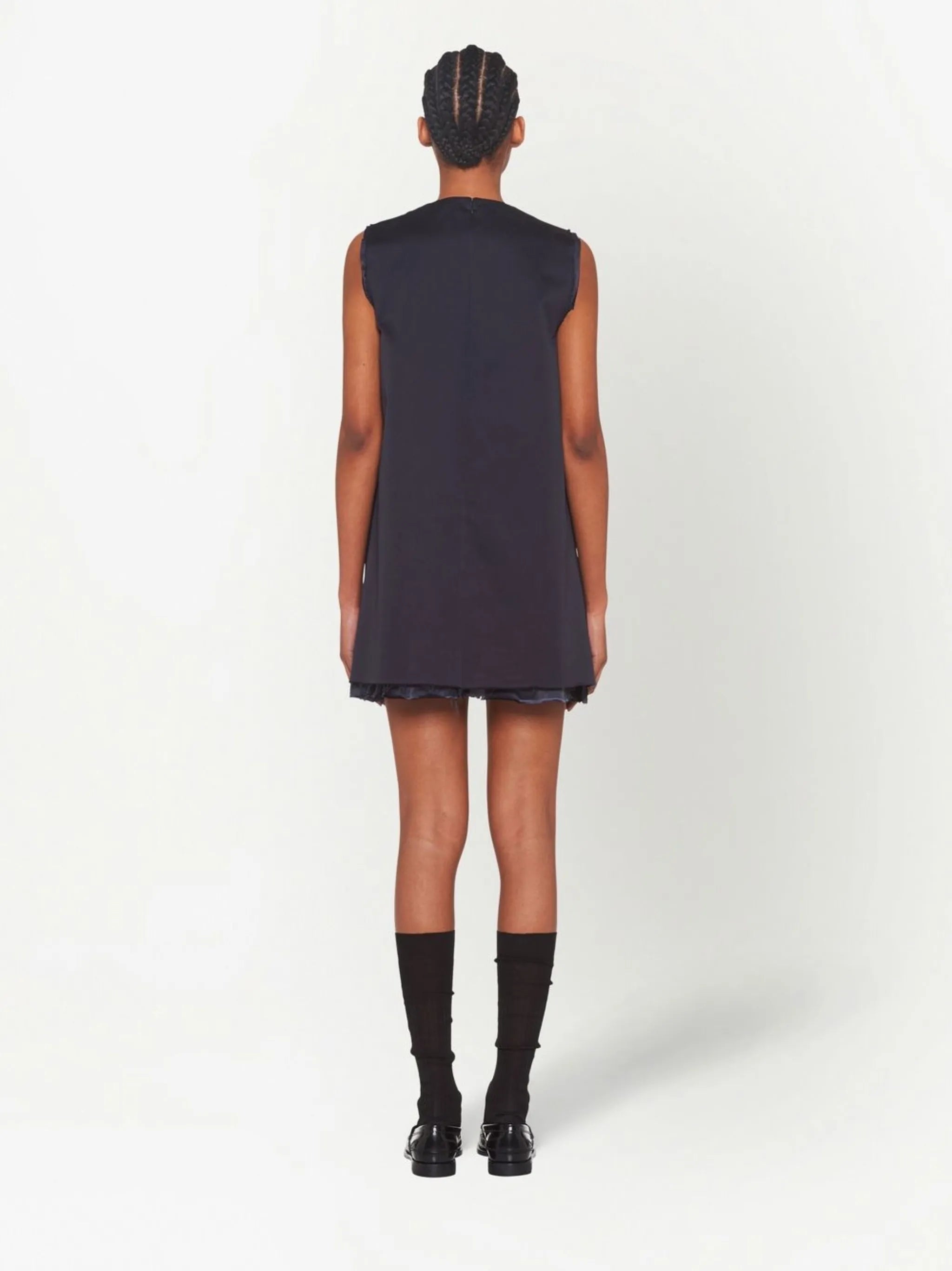 raw-cut sleeveless mini dress