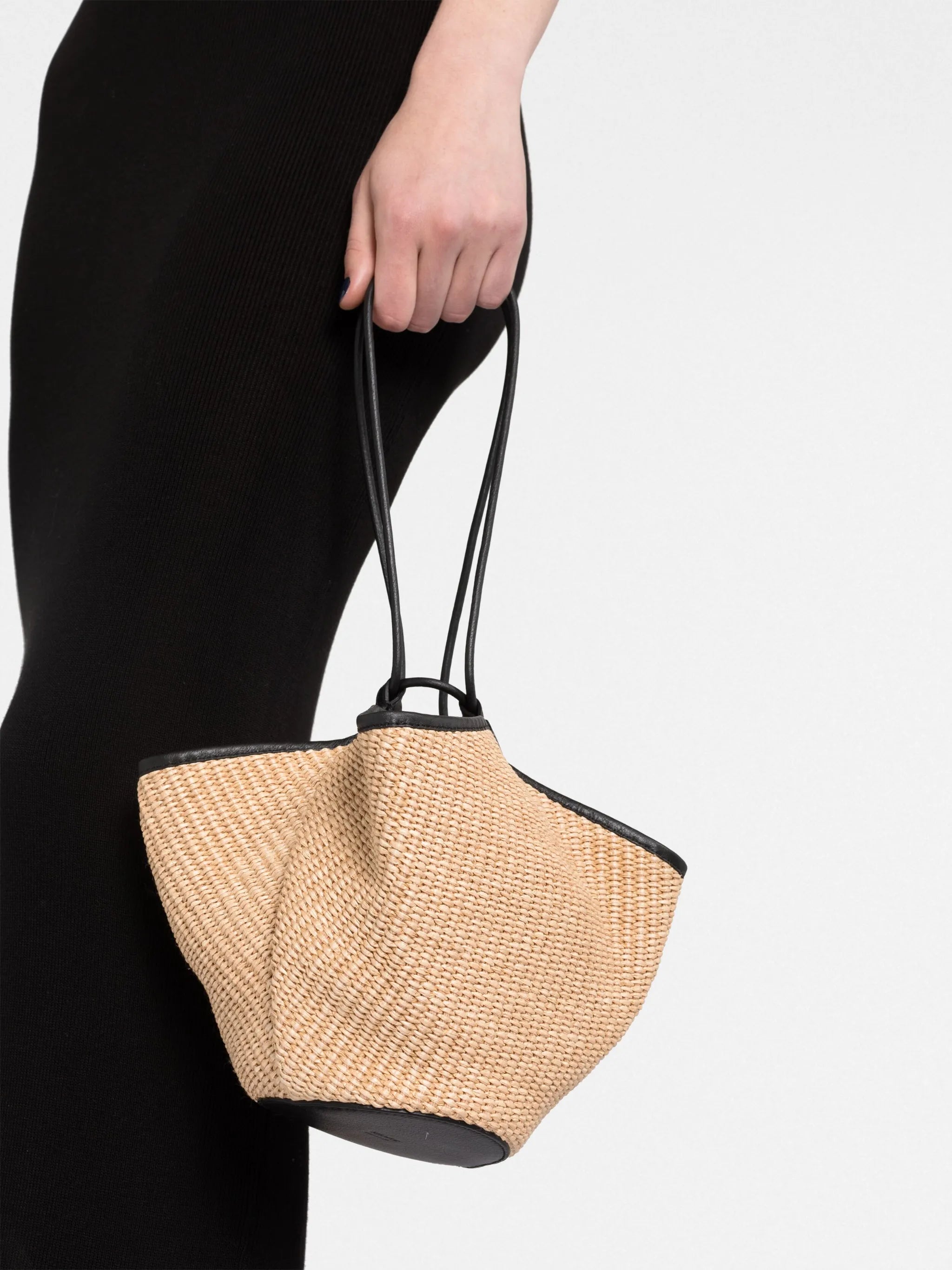 Lotus raffia mini tote bag