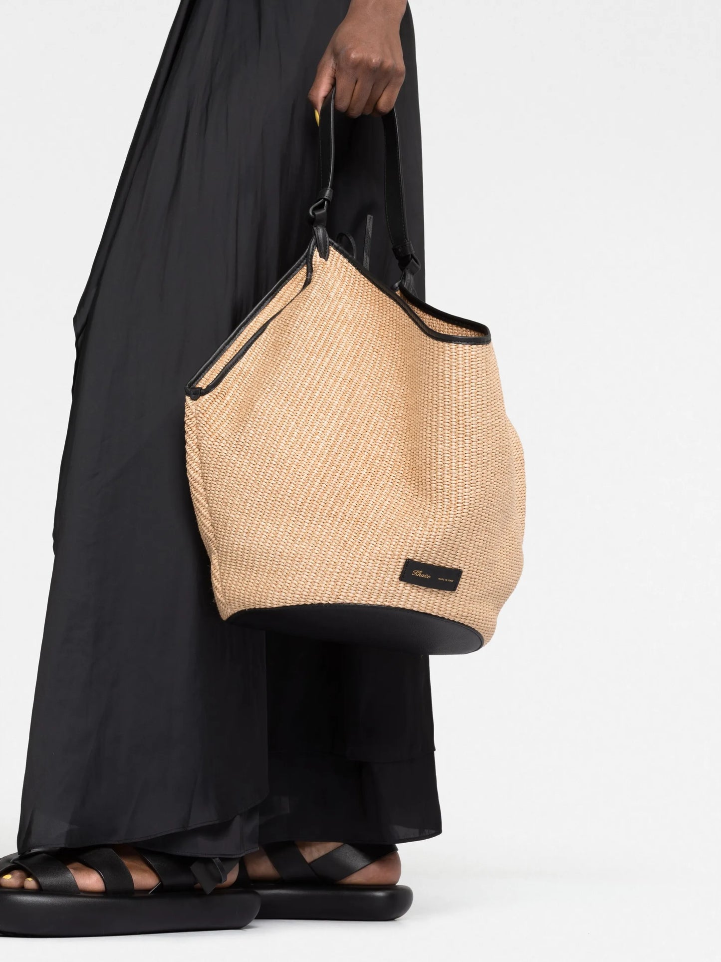 medium Lotus raffia tote bag