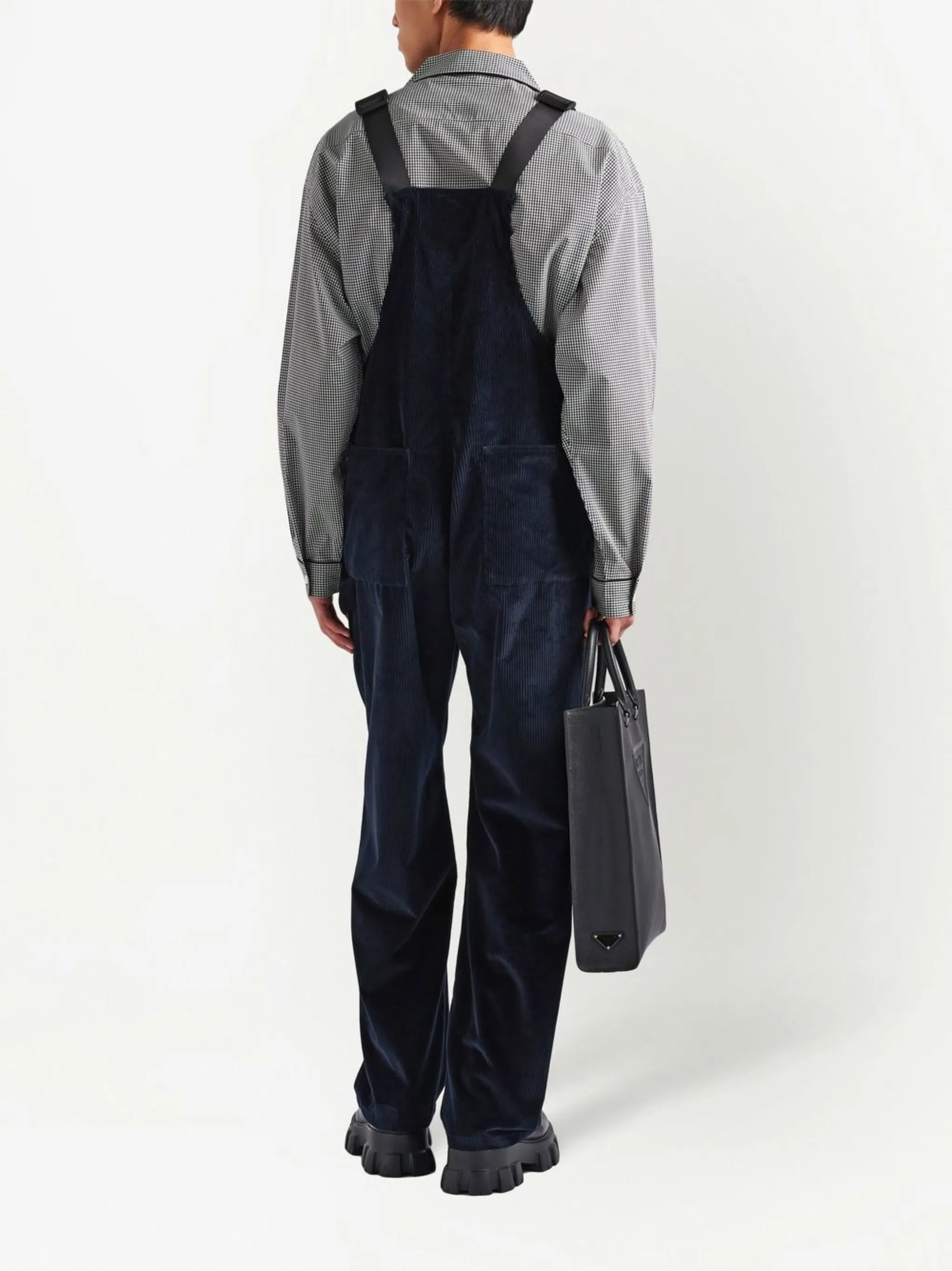 logo-plaque corduroy dungarees