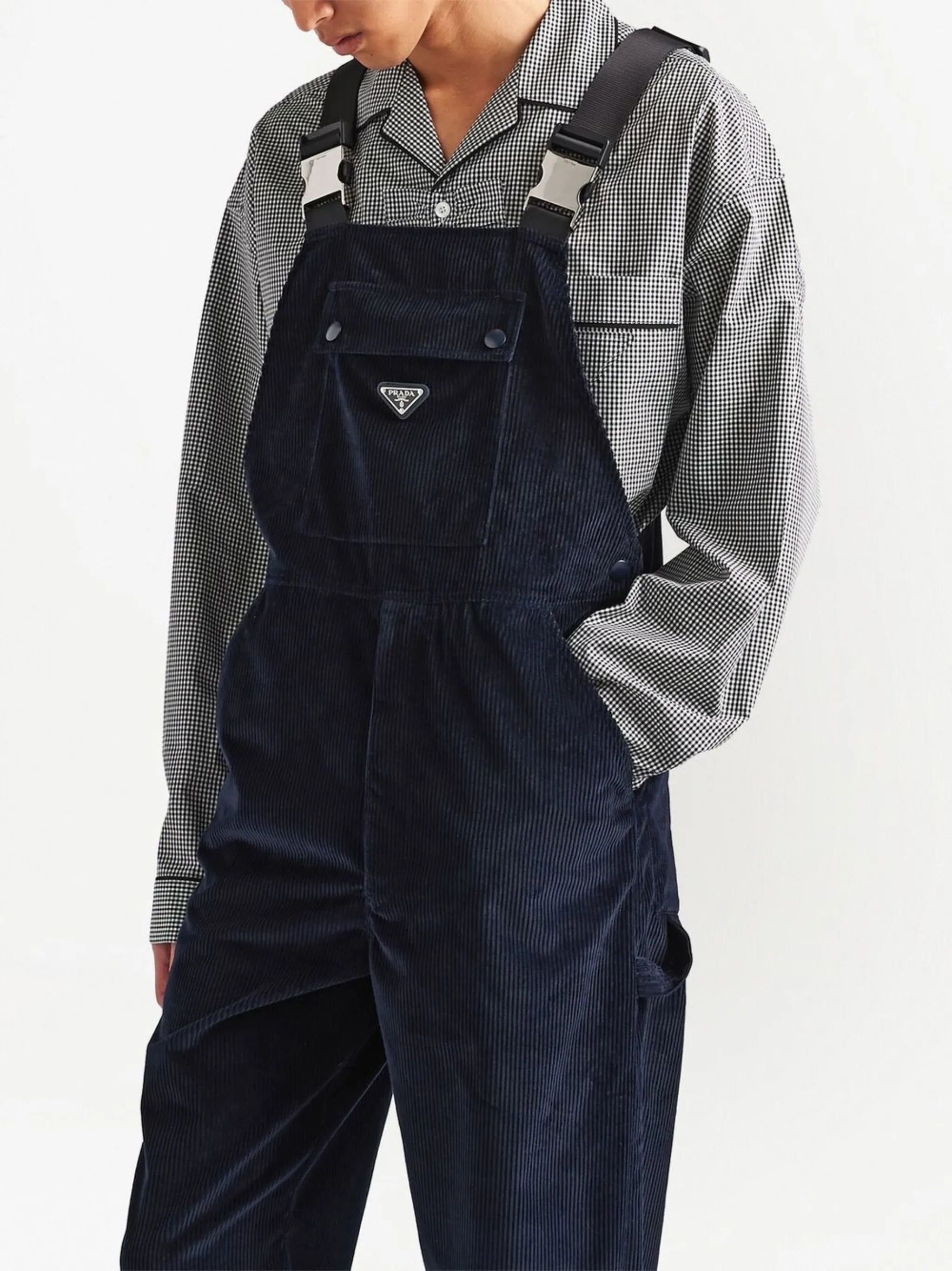 logo-plaque corduroy dungarees