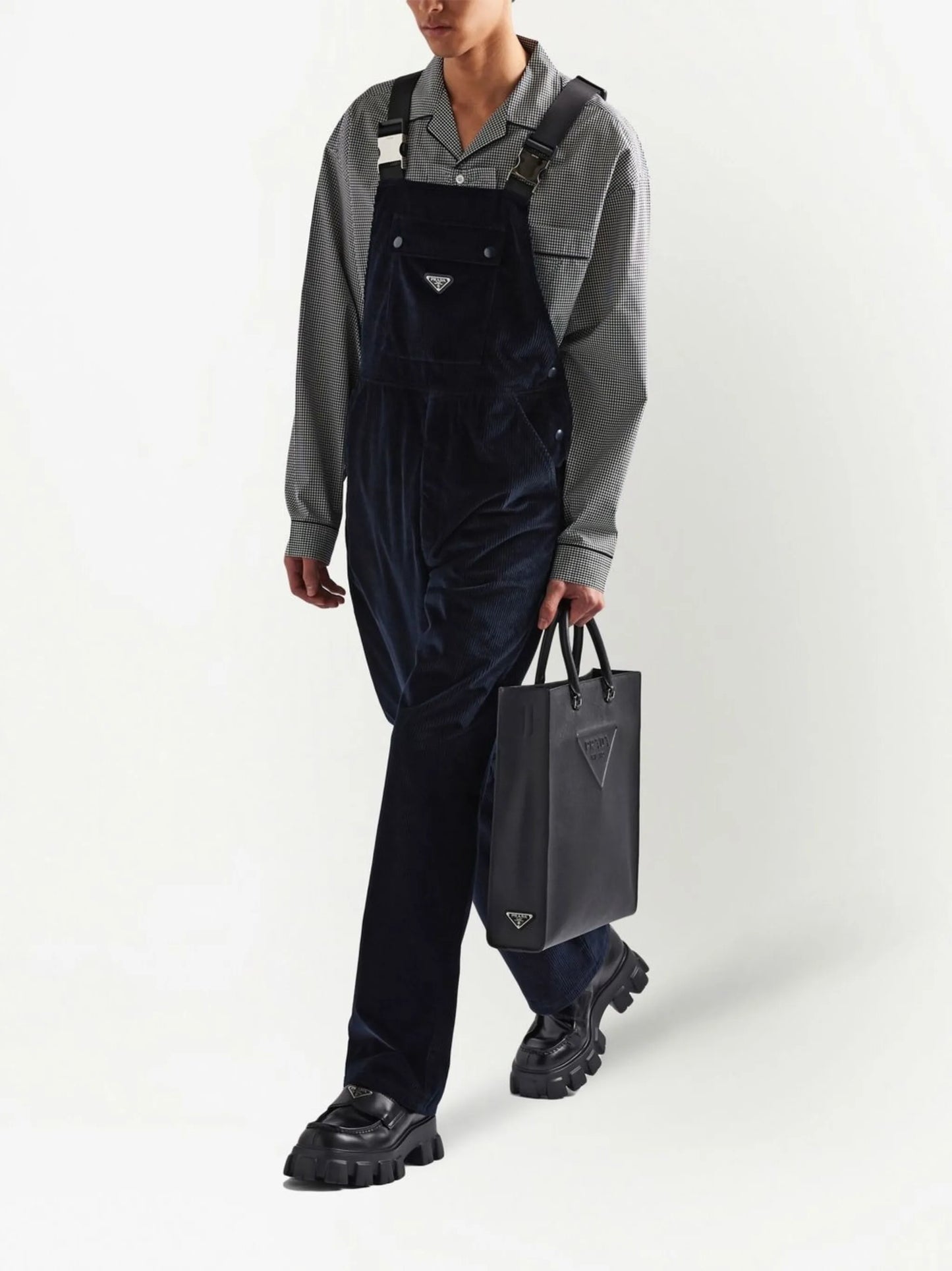 logo-plaque corduroy dungarees